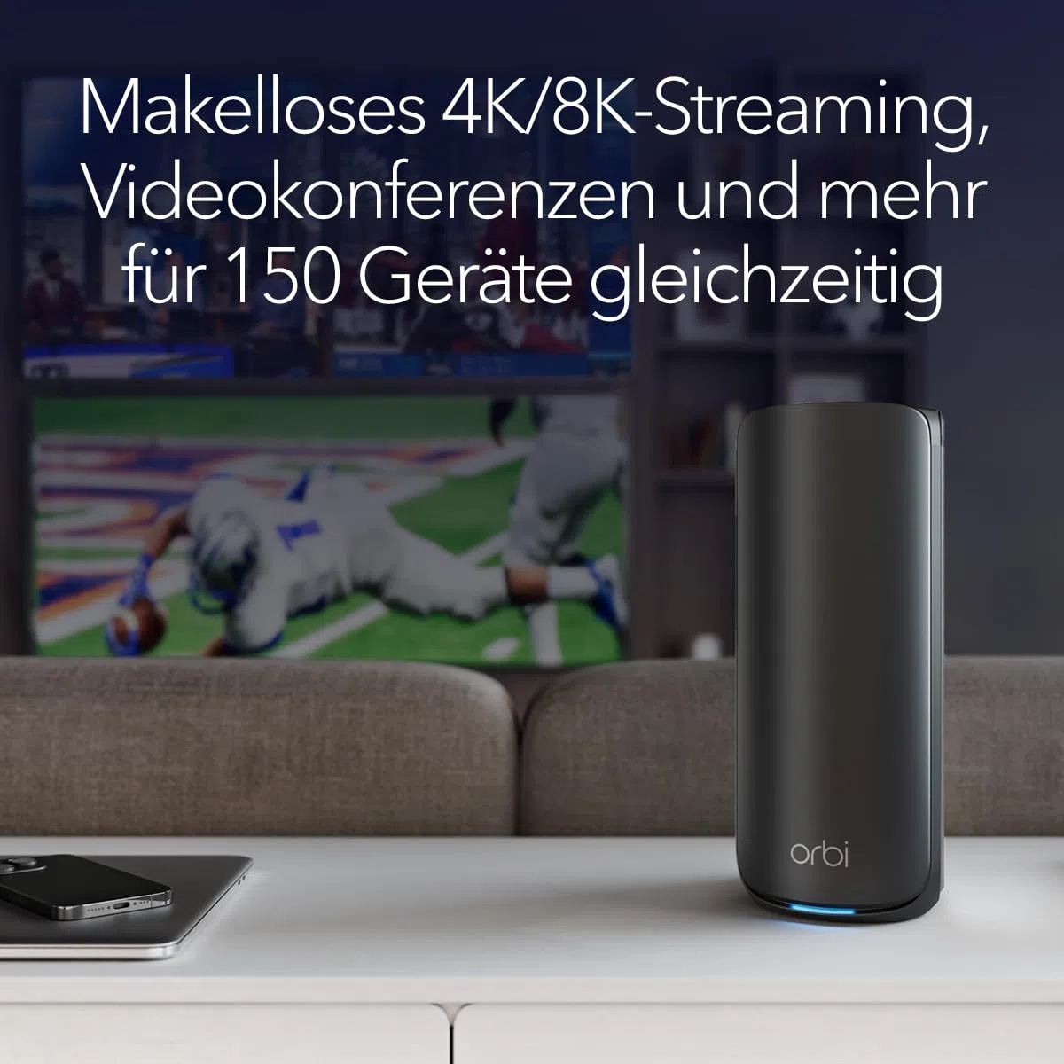 NETGEAR Orbi Serie 870 | Mesh WiFi-7 System | RBE873B | Mesh WiFi 7 Router und 2 Satelliten | Bis zu 21 Gbit/s | Abdeckung 600 m² | 150 Geräte | 10-GB-Internetport | Tri-Band BE21000 | 3 Pack Schwarz