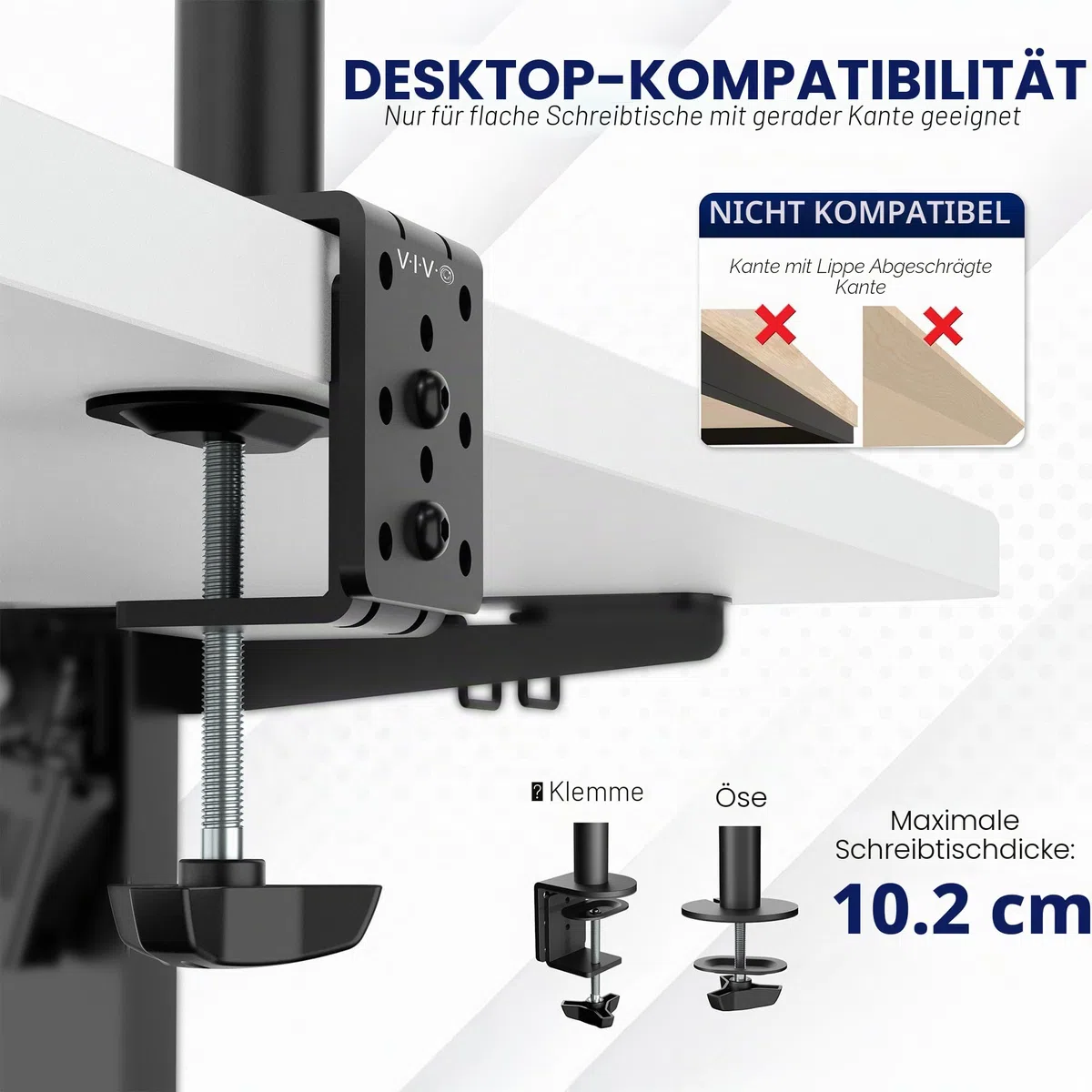 VIVO Stand-V011 Monitor-Schreibtischhalterung, 99,1 cm (39 Zoll) Stange, voll verstellbar, neigbar und schwenkbar, für Bildschirme von 33 bis 81,3 cm (13 bis 32 Zoll) mit VESA-Befestigung, Schwarz