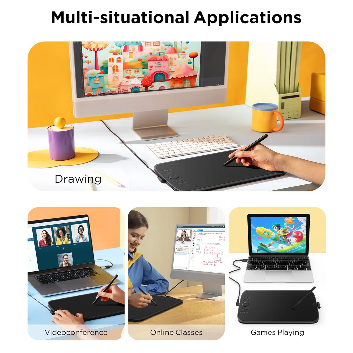 ugee M908 10x6,25 Zoll großes Zeichentablett,Grafiktablett für PC mit Scrollrad und 8 Shortcut-Tasten, batterieloser Stift der neuen Generation