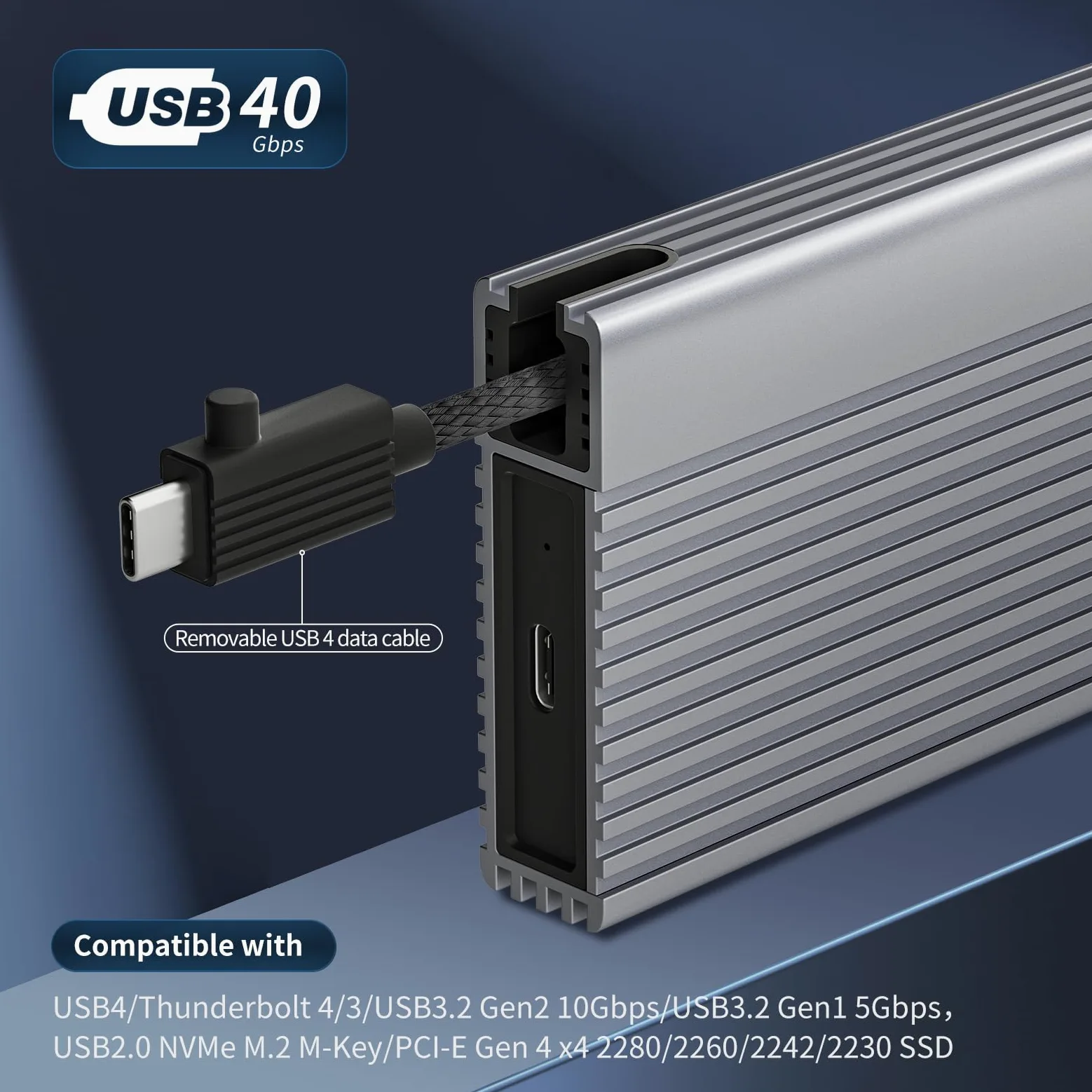 ZIKE 40Gbps M.2 NVMe SSD Gehäuse USB4.0 bis zu 3811MB/s Aluminiumgehäuse Z666, kompatibel mit Thunderbolt4 M.2 M-Key 2280, USB4 USB3.2 Gen2/Gen1 PCI-E Gen 4x4 werkzeuglose Installation