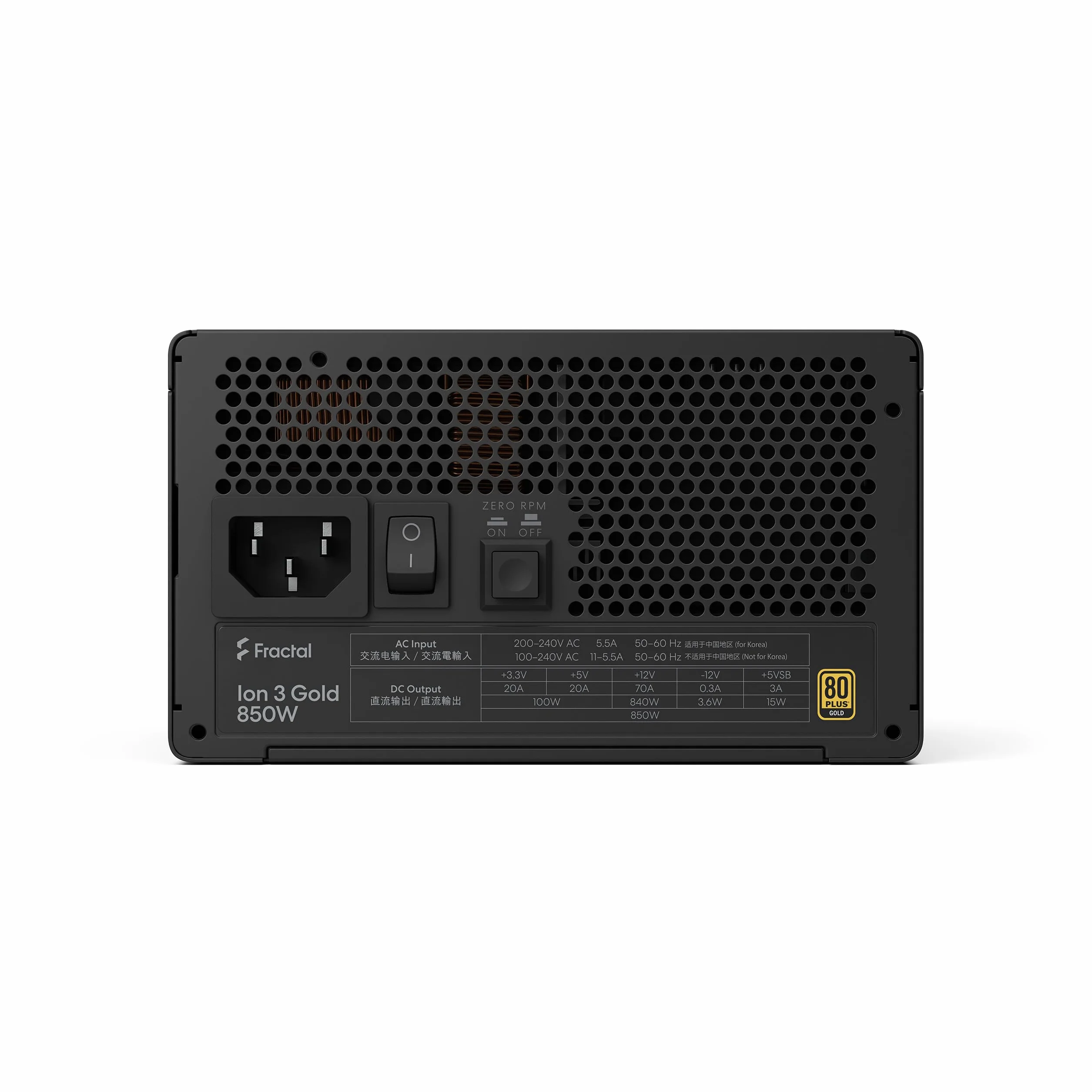 Fractal Design Ion 3 Gold 850W Black — 80 Plus Gold, vollmodular, ATX12V 3.1 Netzteil