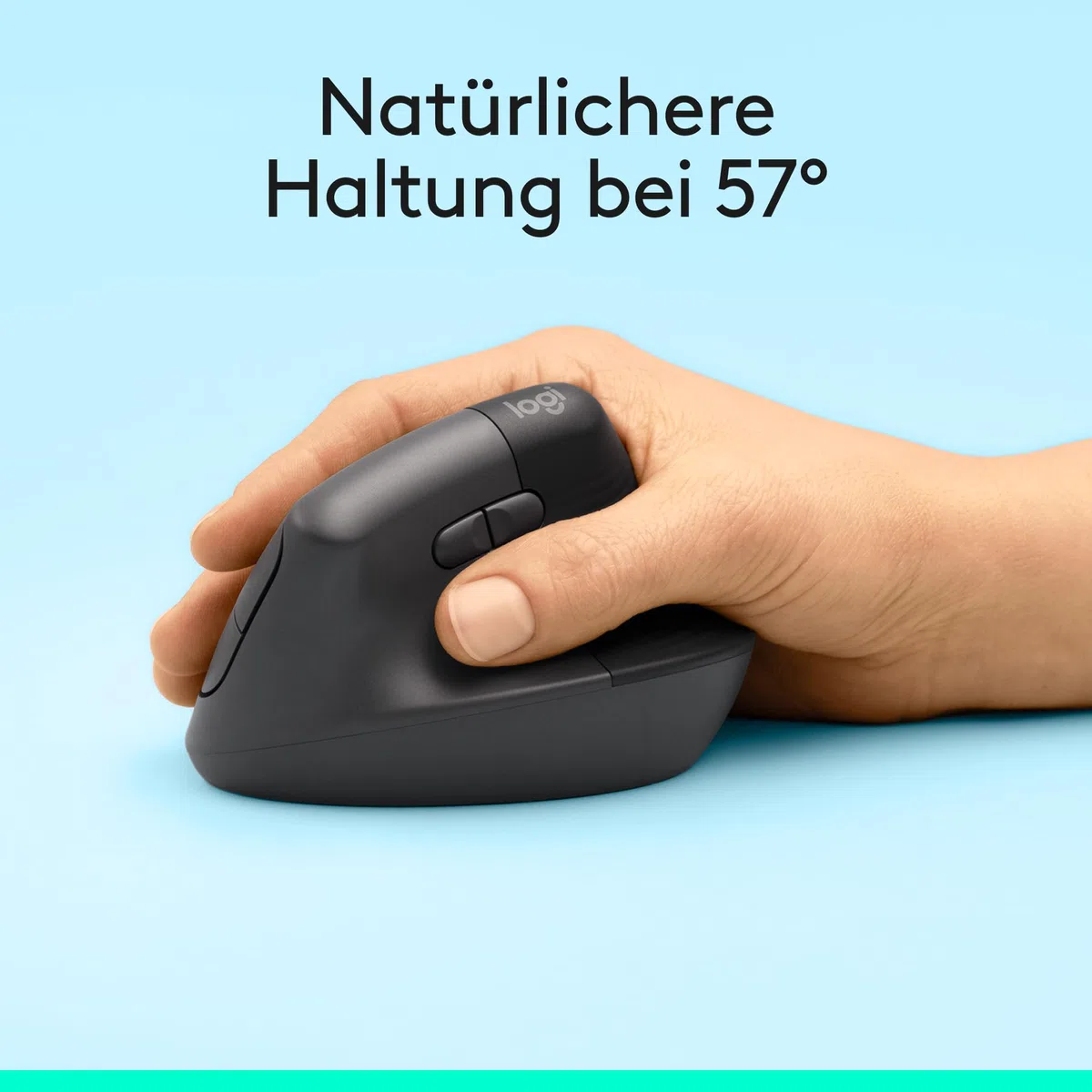 Logitech Lift Vertikale Ergonomische Maus, Kabellos, Bluetooth oder Logi Bolt USB-Empfänger, Leise Klicks, 4 Tasten, Kompatibel mit Windows/macOS/iPadOS, Laptop, PC - Grau