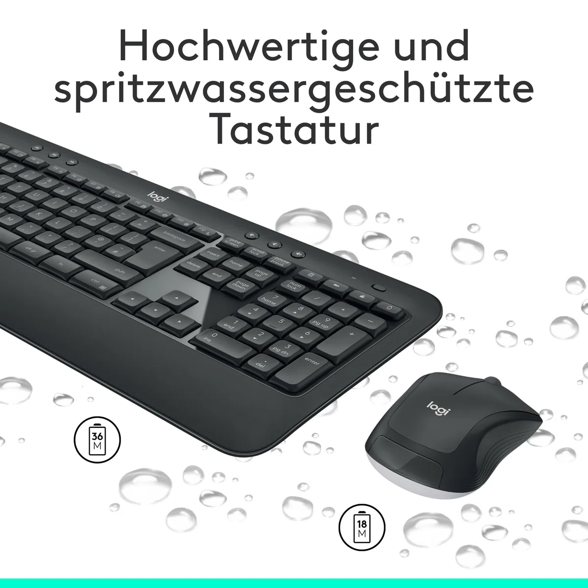 Logitech MK540 Advanced Kombi – Kabellose Tastatur und Maus für Windows, Deutsche QWERTZ-Tastatur – Schwarz