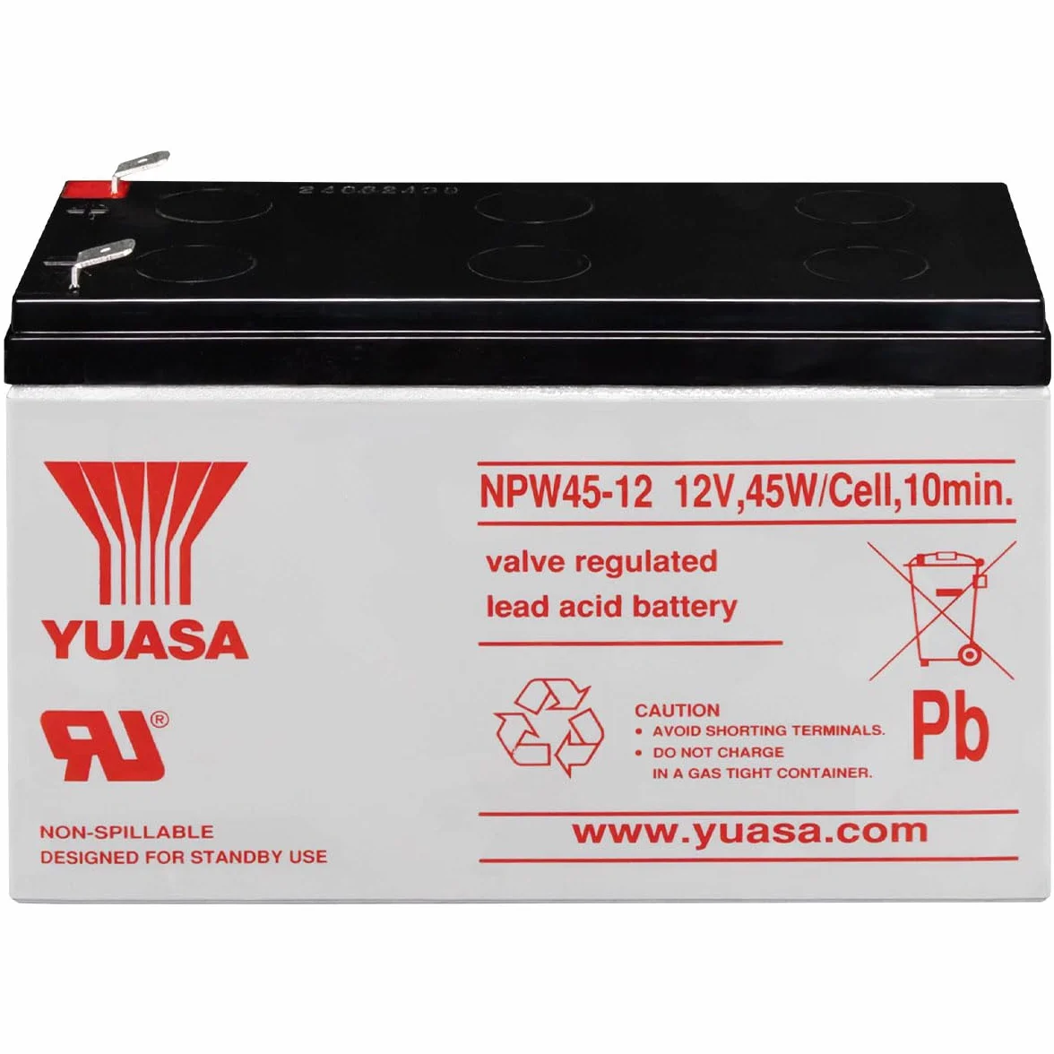 Yuasa Bleiakku für USV 12V 8,5Ah NPW45-12 (Faston 250 6,3mm)