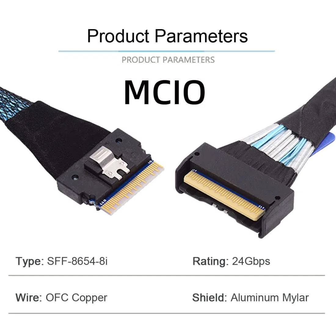 chenyang Slimline SFF-8654 8i Stecker zu PCI-E 5.0 MCIO 8i 74Pin SFF-TA-1016 Mini Cool Edge IO Stecker PCI-Erweiterungskabel 0.5M