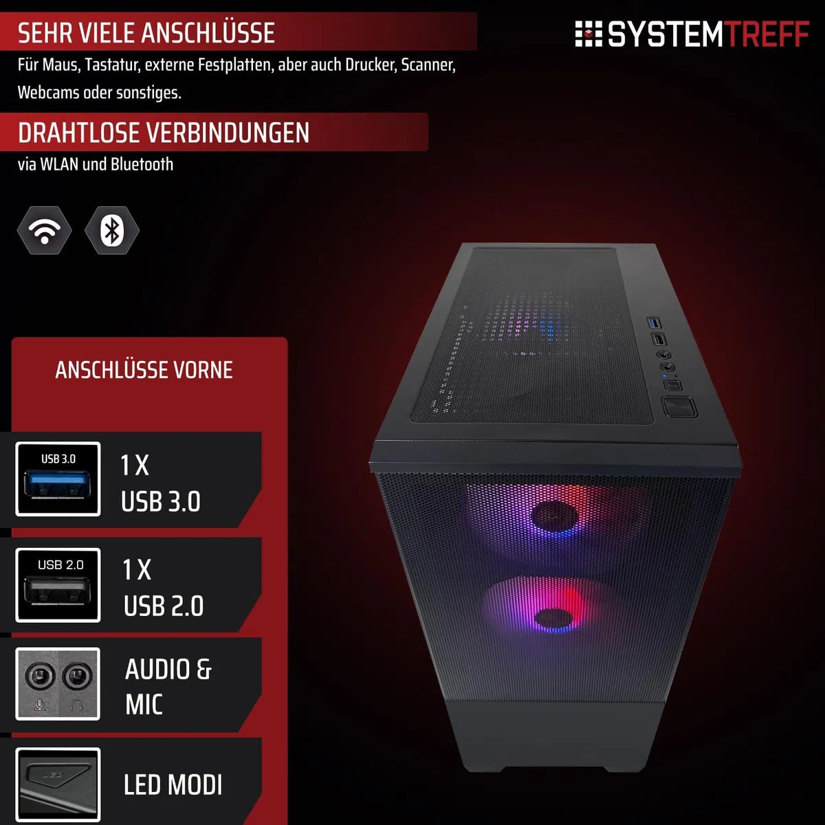 SYSTEMTREFF Office PC AMD Ryzen 7 5700G 8x4.6GHz | Radeon RX Vega 8 4K HDMI DX12 | 512GB M.2 NVMe | 16GB DDR4 RAM | WLAN Silent Desktop Computer Rechner für Büro Business Multimedia