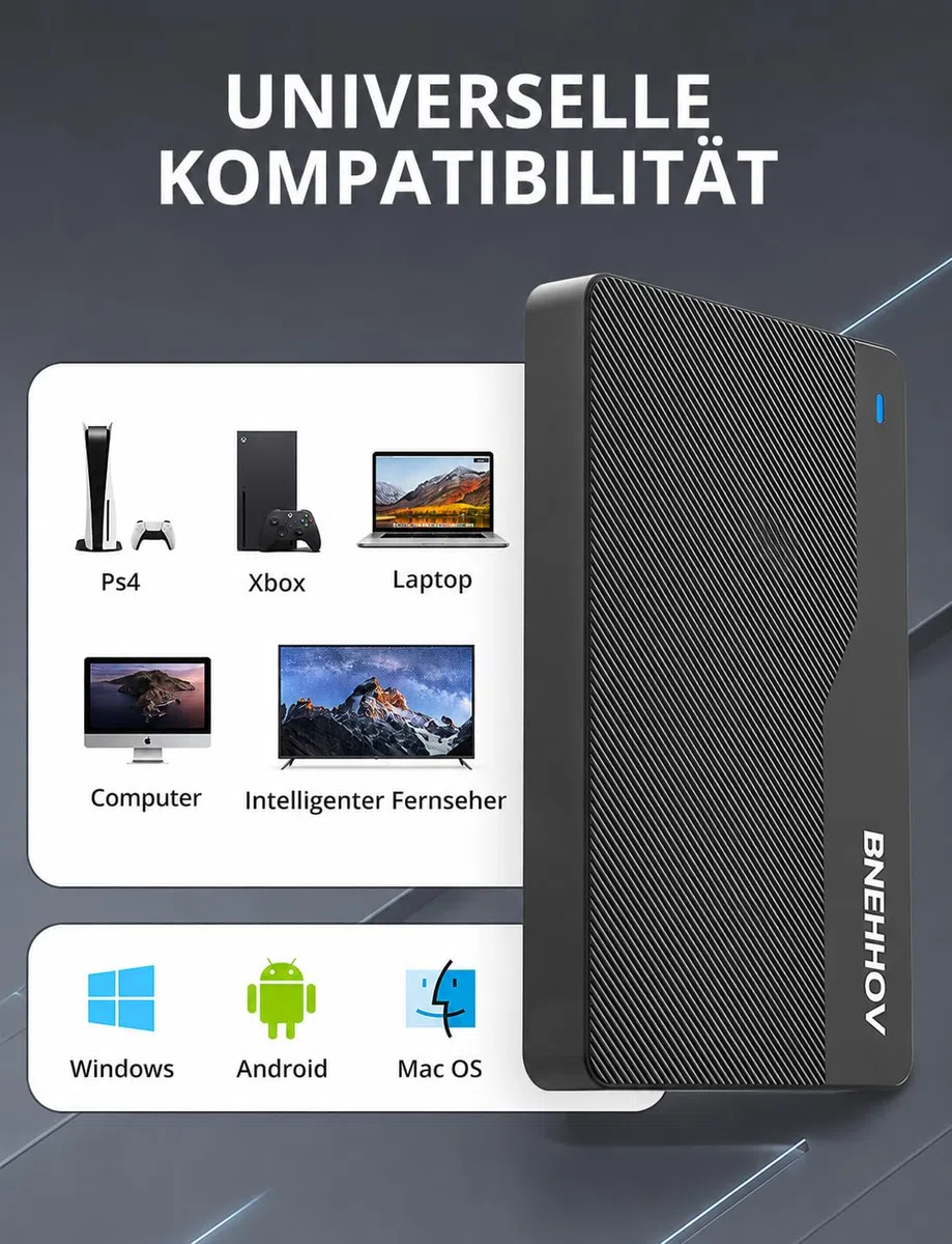 Externe Festplatte, 500GB Tragbare 2.5 Zoll USB 3.0 Backups HDD, Ultradünn Plug-and-Play SATA Festplattenspeicher für Windows, Mac, PC, Laptop, PS4, Xbox, Wii U, Chromebook