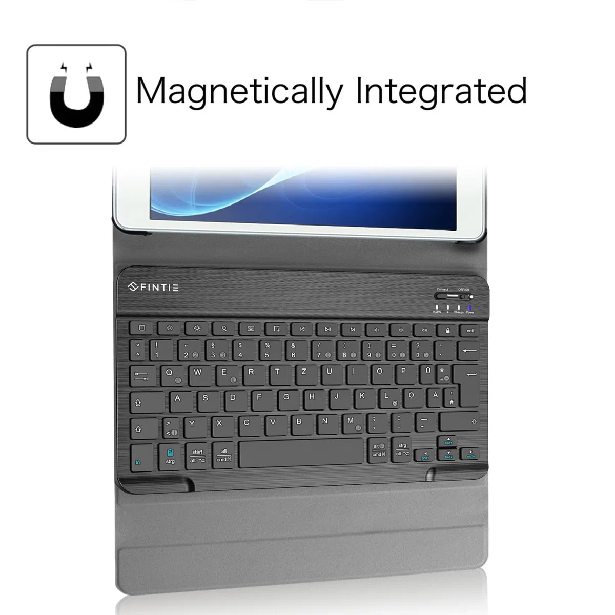 FINTIE Tastatur Hülle für Samsung Galaxy Tab A 10,1 Zoll 2016 T580N/ T585N Tablet - Ultradünn leicht Schutzhülle mit magnetisch Abnehmbarer Drahtloser Deutscher Bluetooth Tastatur, Schwarz