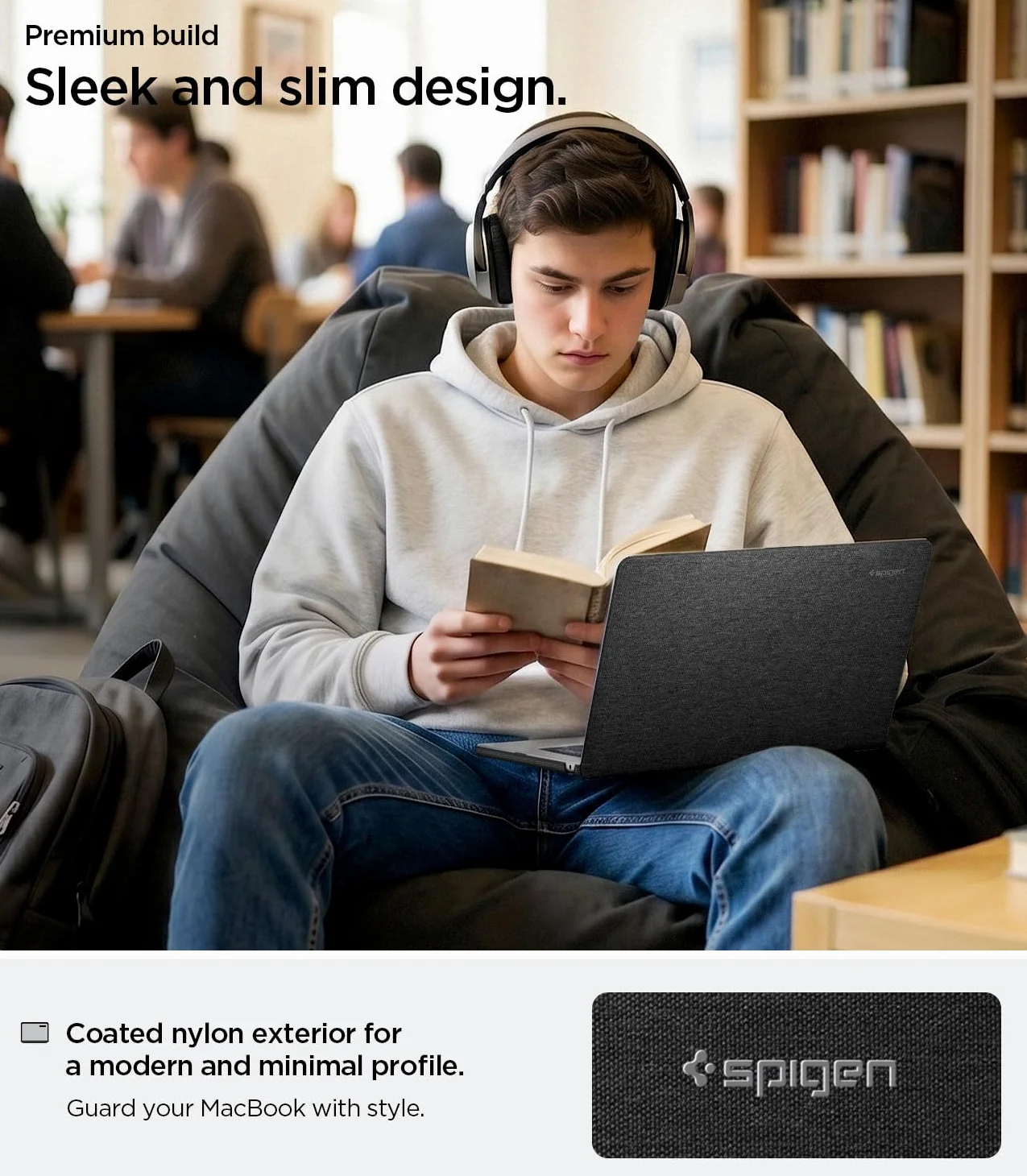 Spigen Urban Fit Hülle Kompatibel mit MacBook Air 15 Zoll M5 (2026) / M4 / M3 / M2 2941 (2025/24/23) Kratzfeste Hartschalen aus Premium-Stoff - Schwarz