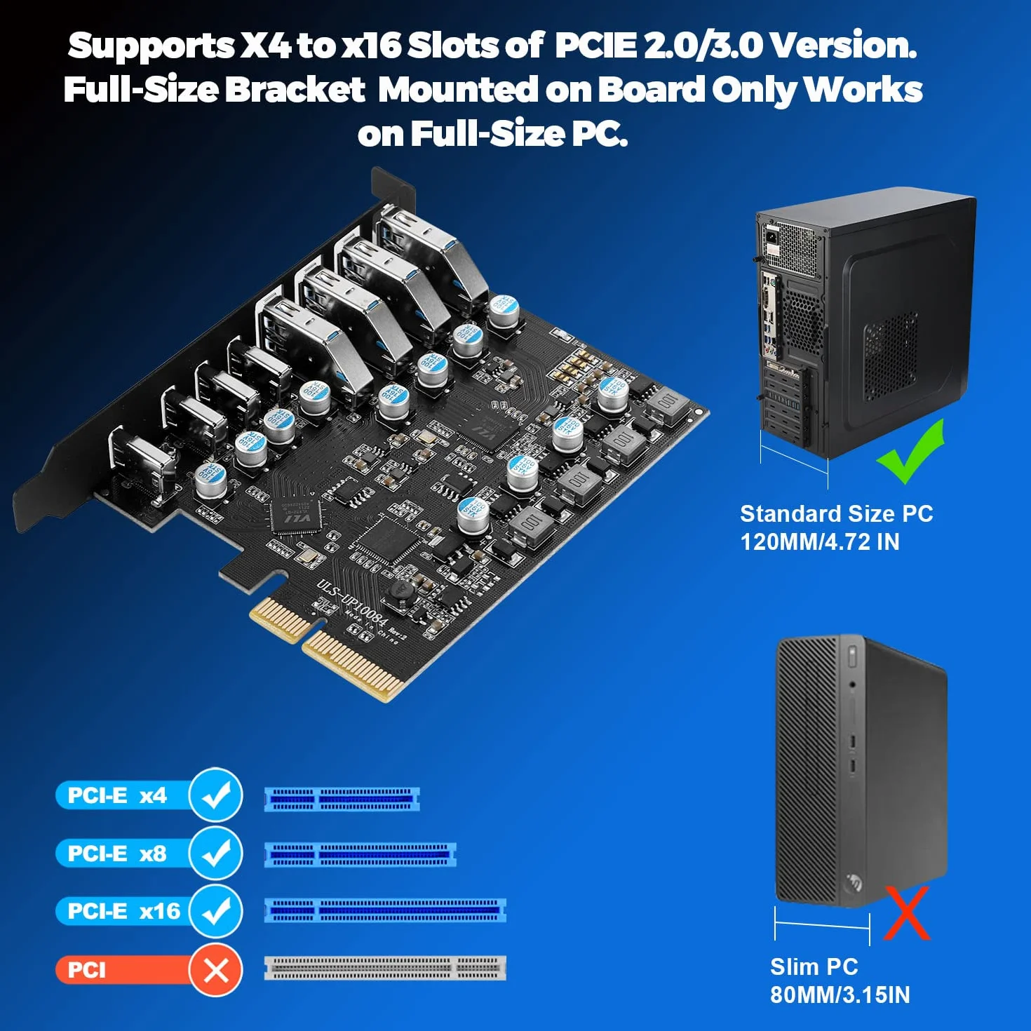 PCIE USB 3.2 Karte 8 Ports (4 Typ A, 4 Typ C), 10Gbps PCI Express Erweiterungskarte Intern USB Konverter für Desktop PC Windows