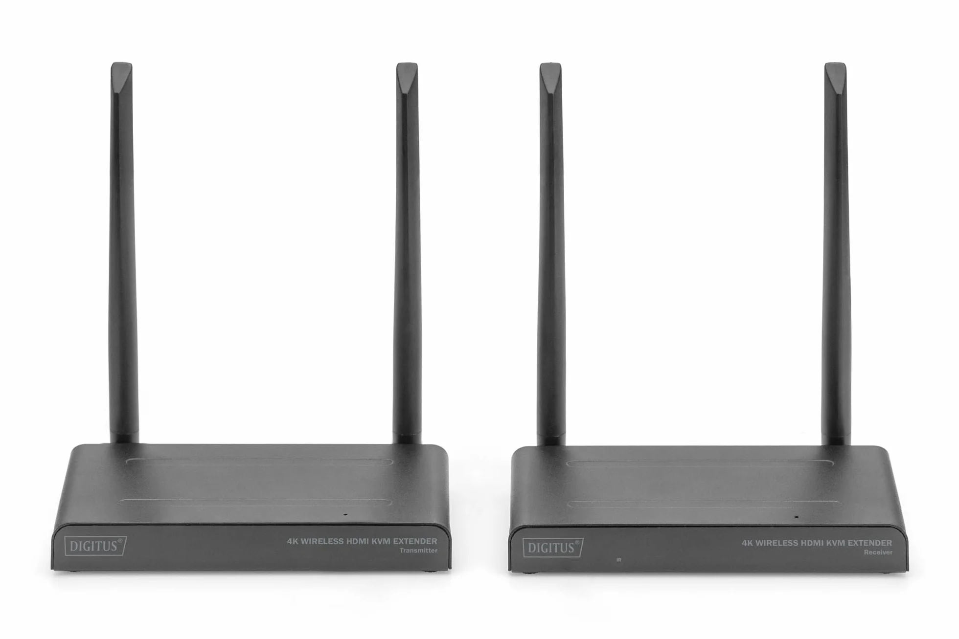 DIGITUS DS-55328 Wireless HDMI KVM Extender Splitter (1x4) – UHD 4K 30 Hz – 150 m Reichweite – Set aus Transmitter und Receiver – Loop-Out, IR Infrarot – HDMI 2.0 und HDCP 2.2