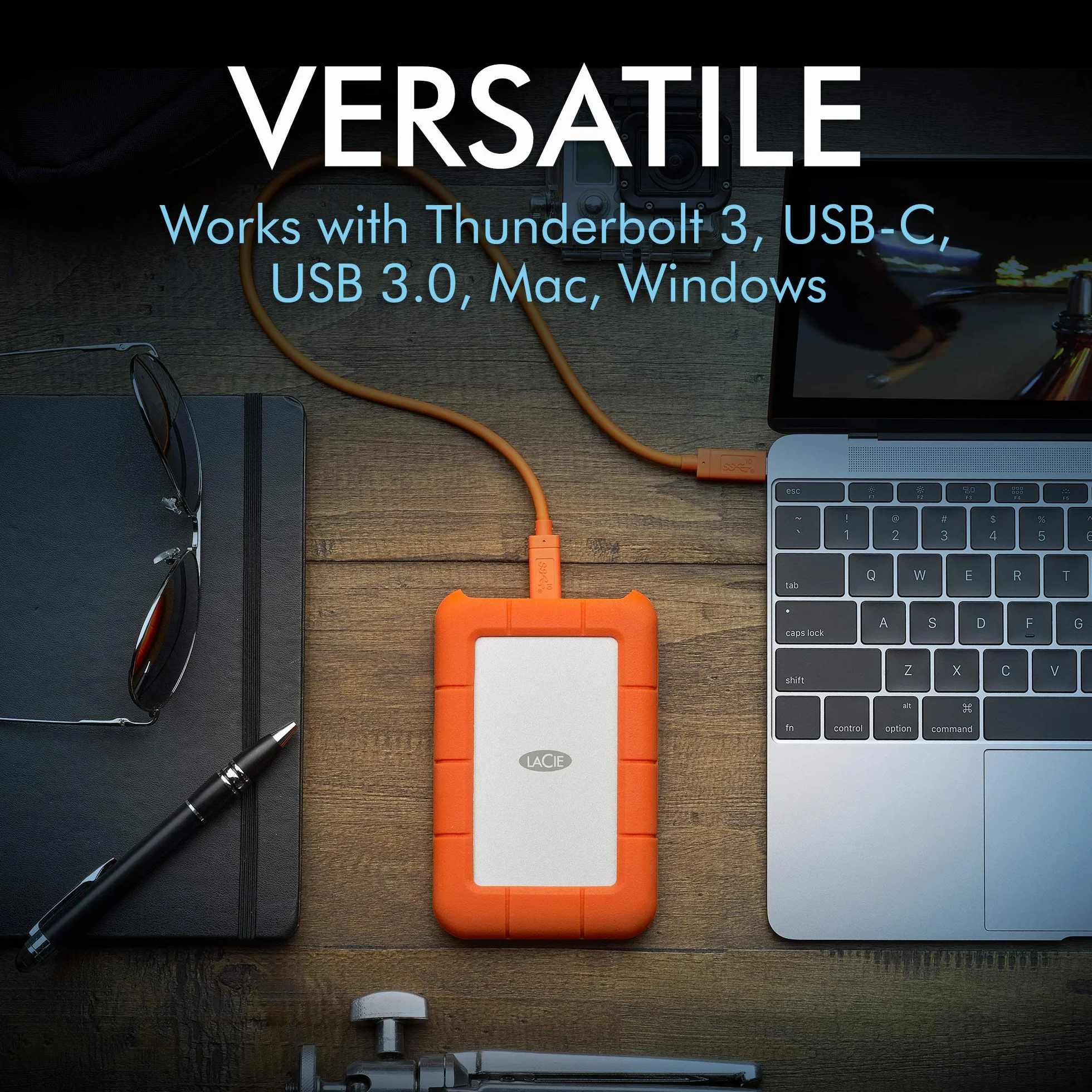 LaCie Rugged 4TB tragbare Externe Festplatte, 2.5 Zoll, PC & Mac, inkl. USB-C w/o USB-A Kabel, . Rescue Service (STFR4000800)