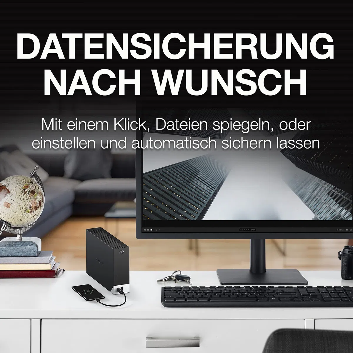 Seagate One Touch HUB 8TB, Externe Festplatte, 2 fach USB Hub, 3.5 Zoll, USB 3.0, PC, Notebook & Mac, inkl. Data Rescue Service (STLC8000400)