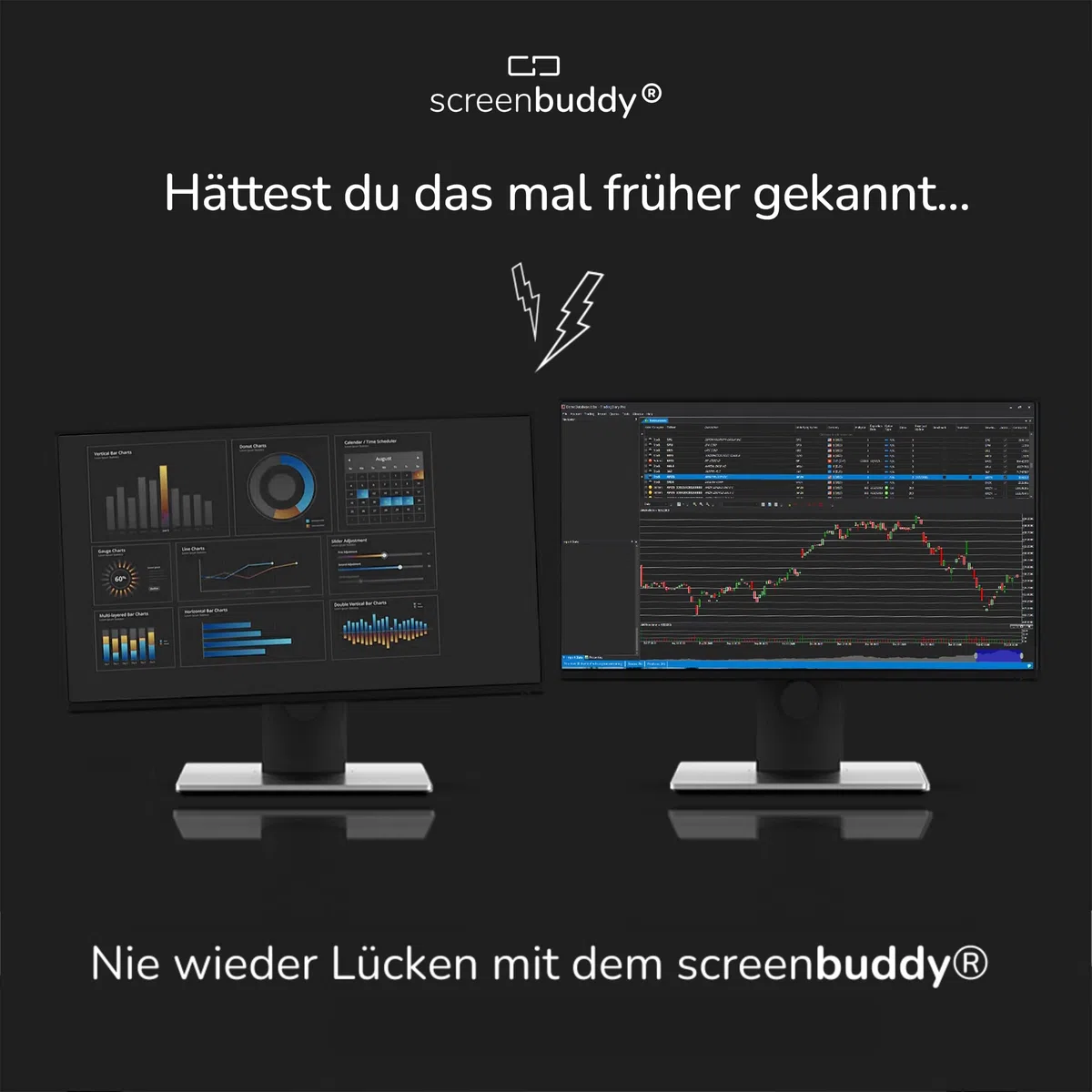 2er Set magnetischer Verbinder für PC Bildschirme & Monitore - Computer Zubehör für Home-Office, Büro, Gaming & Streaming - Magnet Verbindung zum Monitor Zusammenhalten - Made in Germany