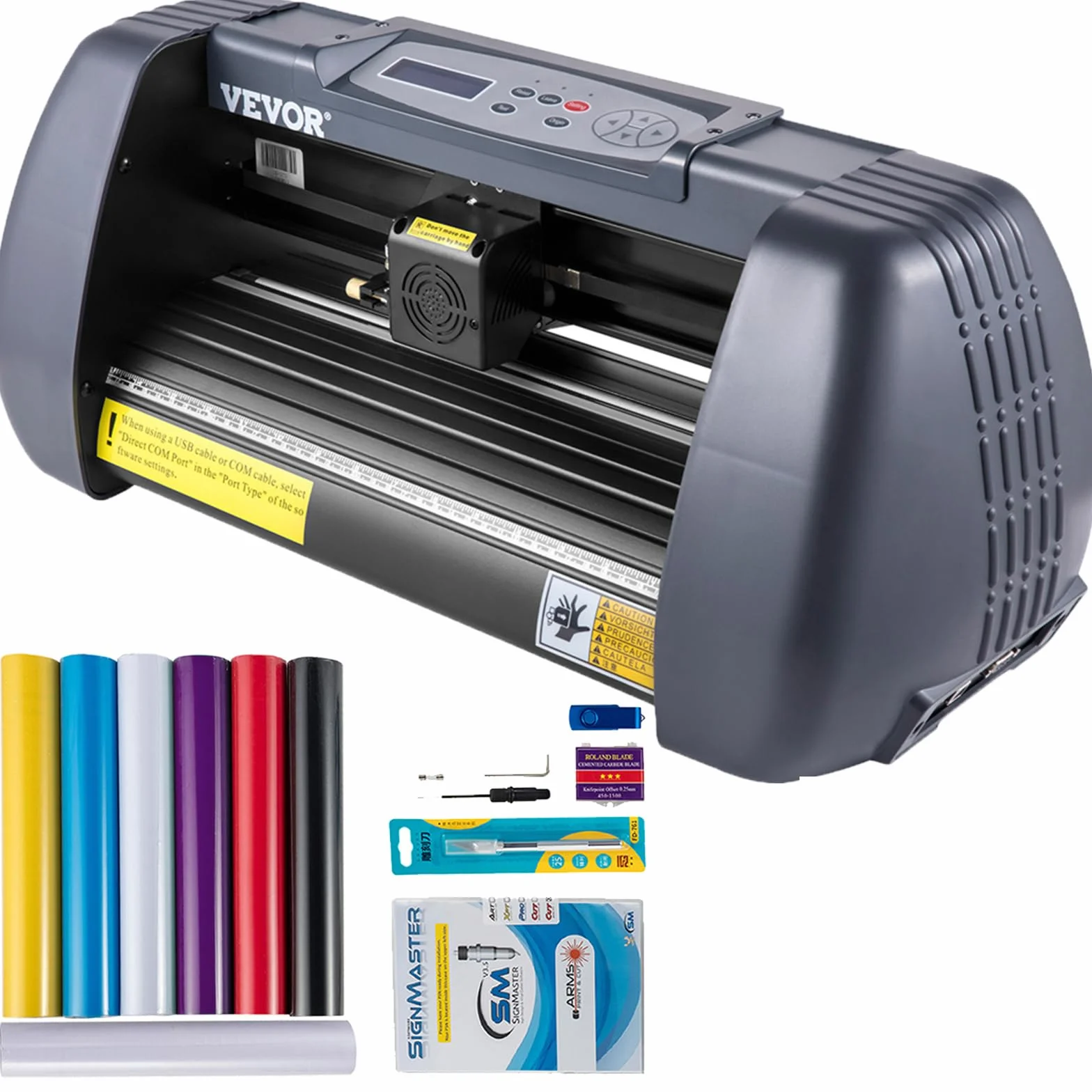 VEVOR 375 mm Vinyl Schneideplotter Papiereinzug, Folienplotter Drucker Vinyl Schneiden Set, Unterstützt DM/PL, HP/GL-Sprache, Abdeckfolie zum Malen und Ätzen, Scrapbook-Papiere PU-Vinyl schneiden