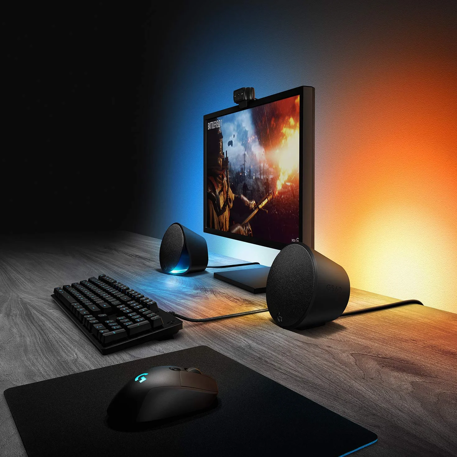 Logitech G560 PC Gaming Lautsprecher mit DTS:X Ultra Surround Sound, Spielbasierter LIGHTSYNC RGB-Beleuchtung, Zwei Satellitenlautsprecher und Subwoofer, Immersives Gaming-Erlebnis - Schwarz