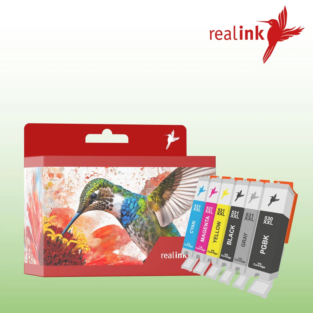 realink Set aus Multifunktionsdrucker TS8750 (Drucker, Scanner, Kopierer) inklusive 12 Druckerpatronen kompatibel für Canon TS8750
