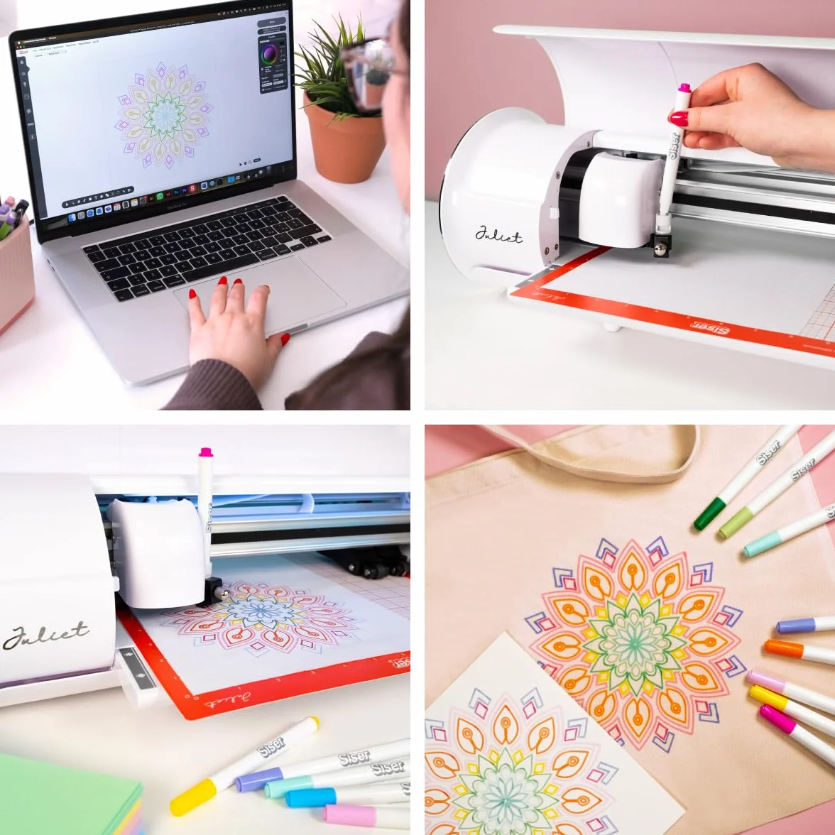 Siser Juliet® Subli Paket – Professioneller Schneideplotter, EasySubli® Thermovinyl, Subli-Stifte, Glitter Thermovinyl, Thermofixierband, Inklusive Zubehör