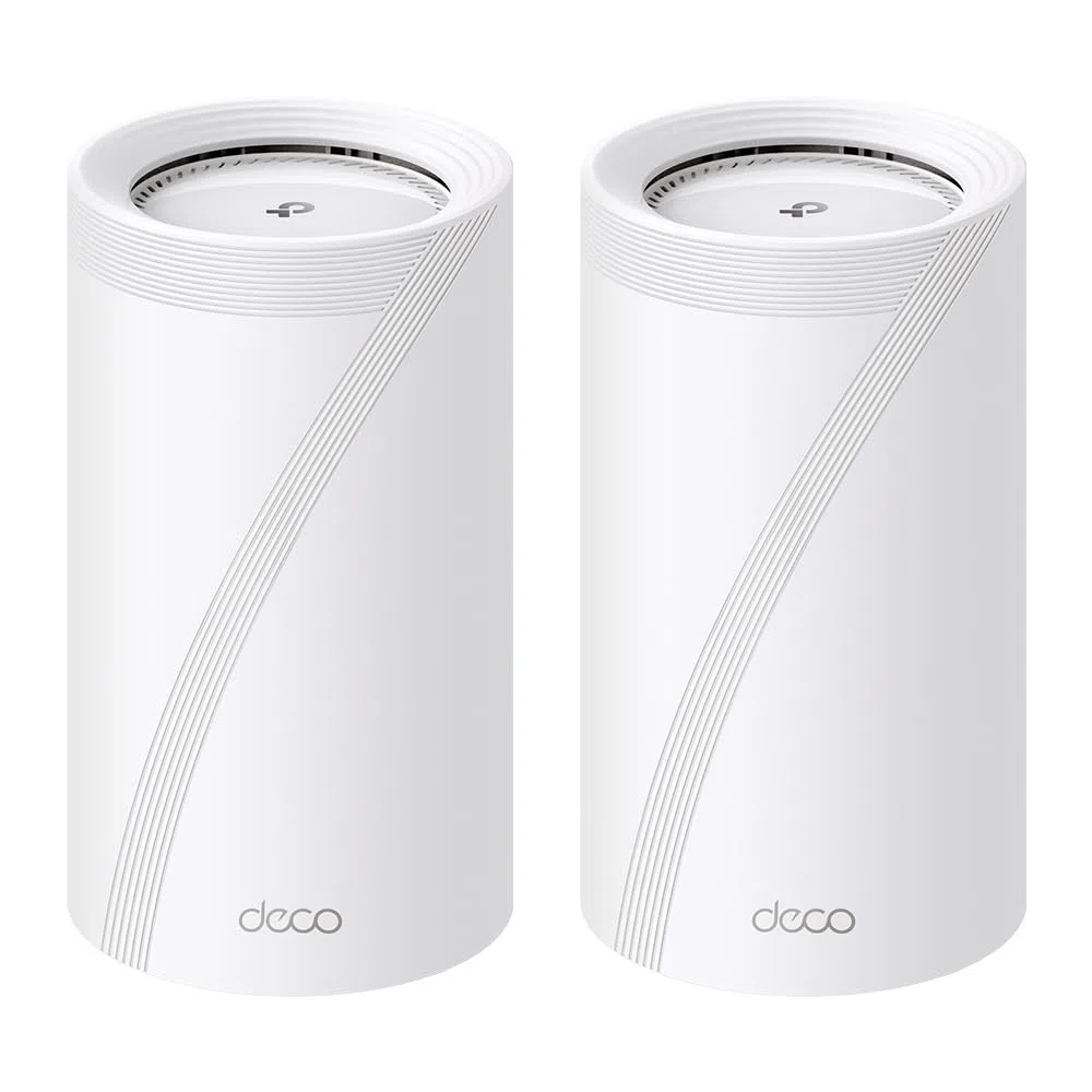 TP-Link Deco BE85 Wi-Fi 7 Mesh WLAN-Set, BE19000 Tri-Band-Router und Repeater (10 Gbit/s Ethernet/Glasfaser-Port, 19 Gbps Wi-Fi-Geschwindigkeit, WPA3, 320 MHz Kanäle, 6 GHz)