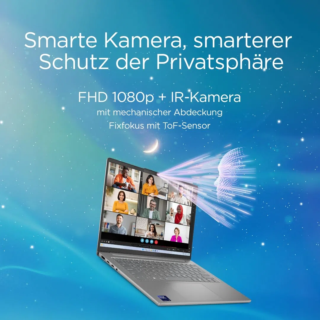 Lenovo IdeaPad Slim 5i Laptop | Copilot+ PC | 14" WUXGA OLED Display | Intel Core Ultra 9 185H | 1TB SSD | 32GB RAM | Intel Arc Grafik | QWERTZ | Beleuchtet | Win11 | Grau | 3 Monate Premium Care