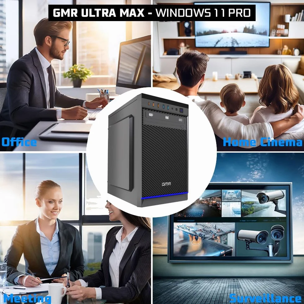 GMR Ultra Desktop PC - Intel i7, Windows 11 Pro, 32GB RAM, 1000GB SSD, USB 3, WiFi, Bluetooth, Office PC Mit DVD, 3 Jahre Garantie - Desktop PC Windows 11 - Sofort Einsatzbereit