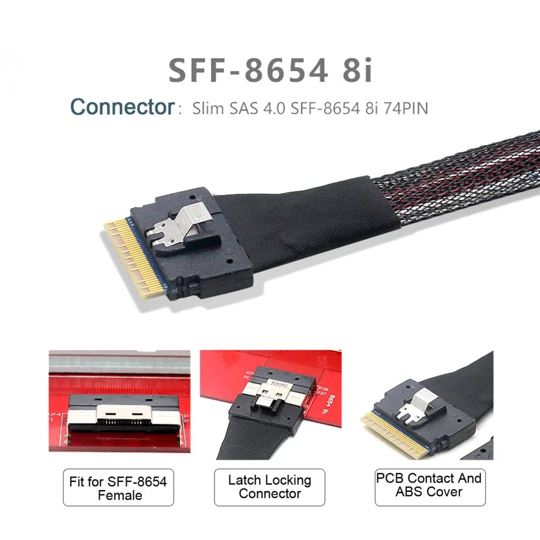 chenyang Slimline SFF-8654 8i Stecker zu PCI-E 5.0 MCIO 8i 74Pin SFF-TA-1016 Mini Cool Edge IO Stecker PCI-Erweiterungskabel 0.5M