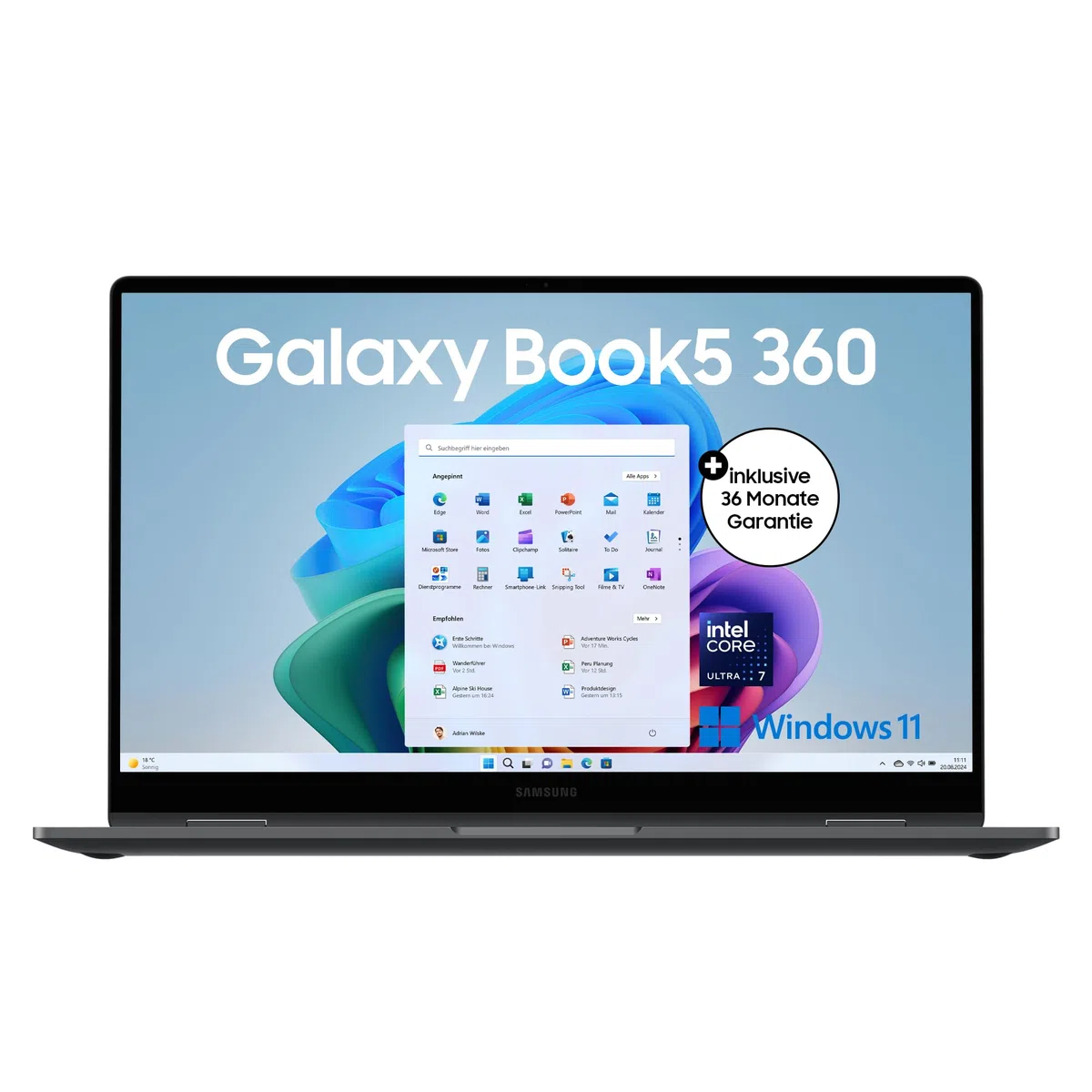 Samsung Galaxy Book5 360 15,6" 2-in-1-Laptop Intel Core Ultra 7 16 GB RAM 512 GB Speicher Moonstone Gray
