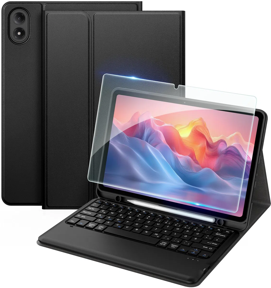 EasyAcc Tastatur Hülle Kompatibel mit Xiaomi Redmi Pad 2 Pro 12.1 Zoll 2025 mit Schutzfolie, [QWERTZ Deutsches], Abnehmbar Tastatur Schutzhülle mit Pencil Halter (Schwarz)