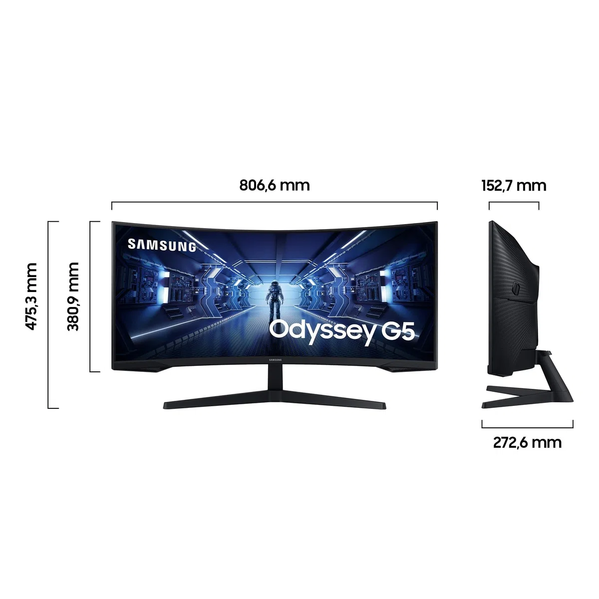 Samsung G5 C34G55TWWP 34 Zoll VA-Panel UWQHD AMD FreeSync Premium 1000R 165 Hz 1 ms Gaming Monitor schwarz