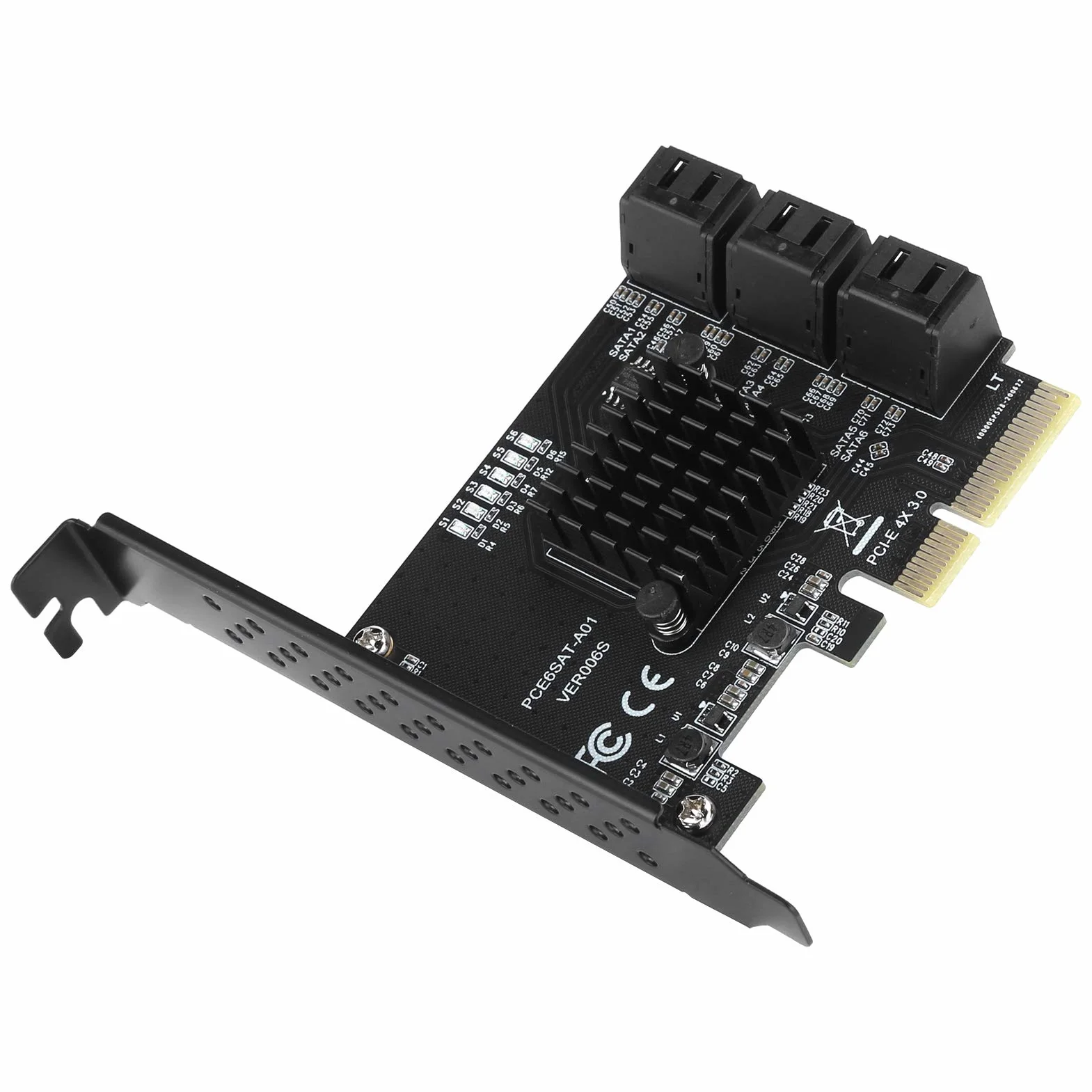 Asm1166 6-Port, PCIE-Sata-Erweiterungskarte, Interne Komponenten, Erweiterungskarte PCIE auf 6 Port SATA3.0 Festplatte 6G PCIE3.0 GEN3 4X-Schnittstellen-Hub-Adapter
