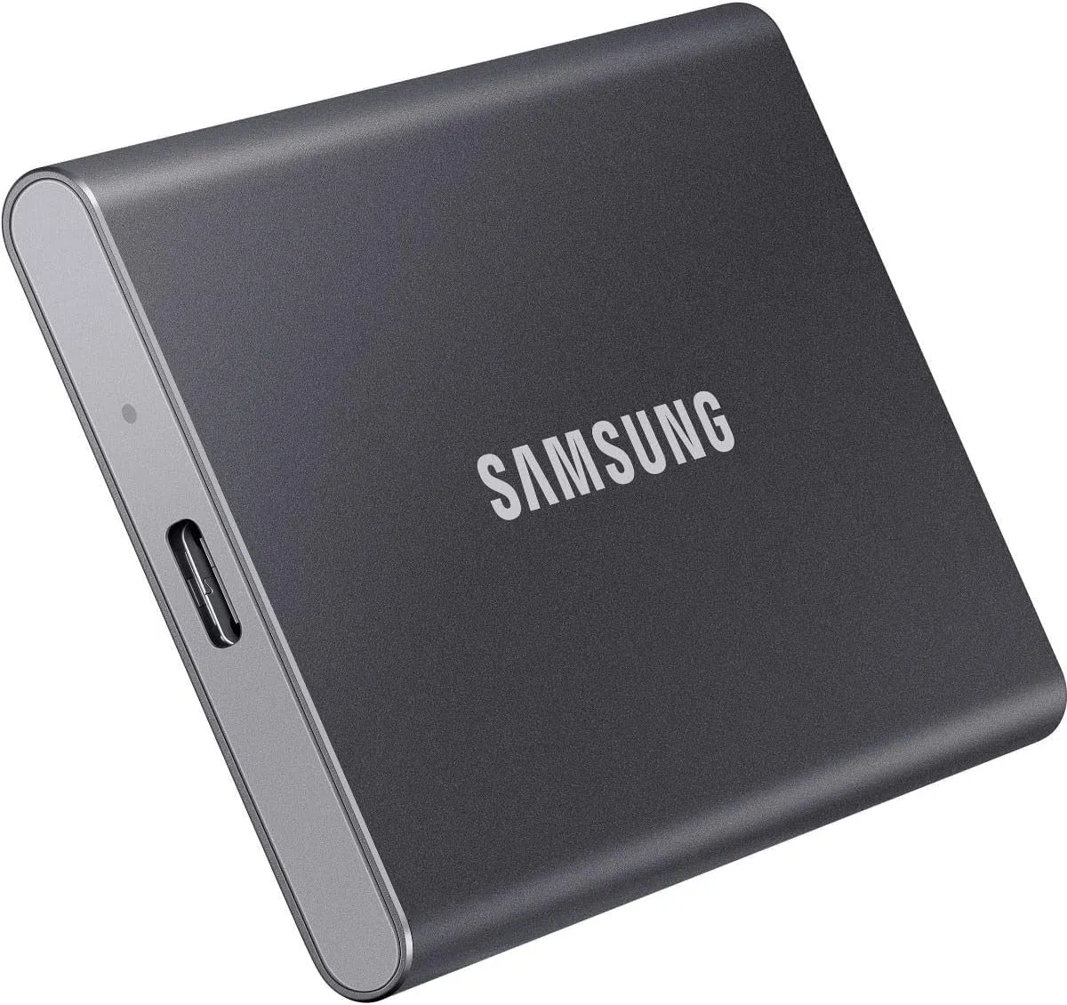 Samsung T7 Portable SSD - 1 TB - USB 3.2 Gen.2 Externe SSD Titan Gray (MU-PC1T0T/WW) + Amazon Basics Festplattentasche, schwarz