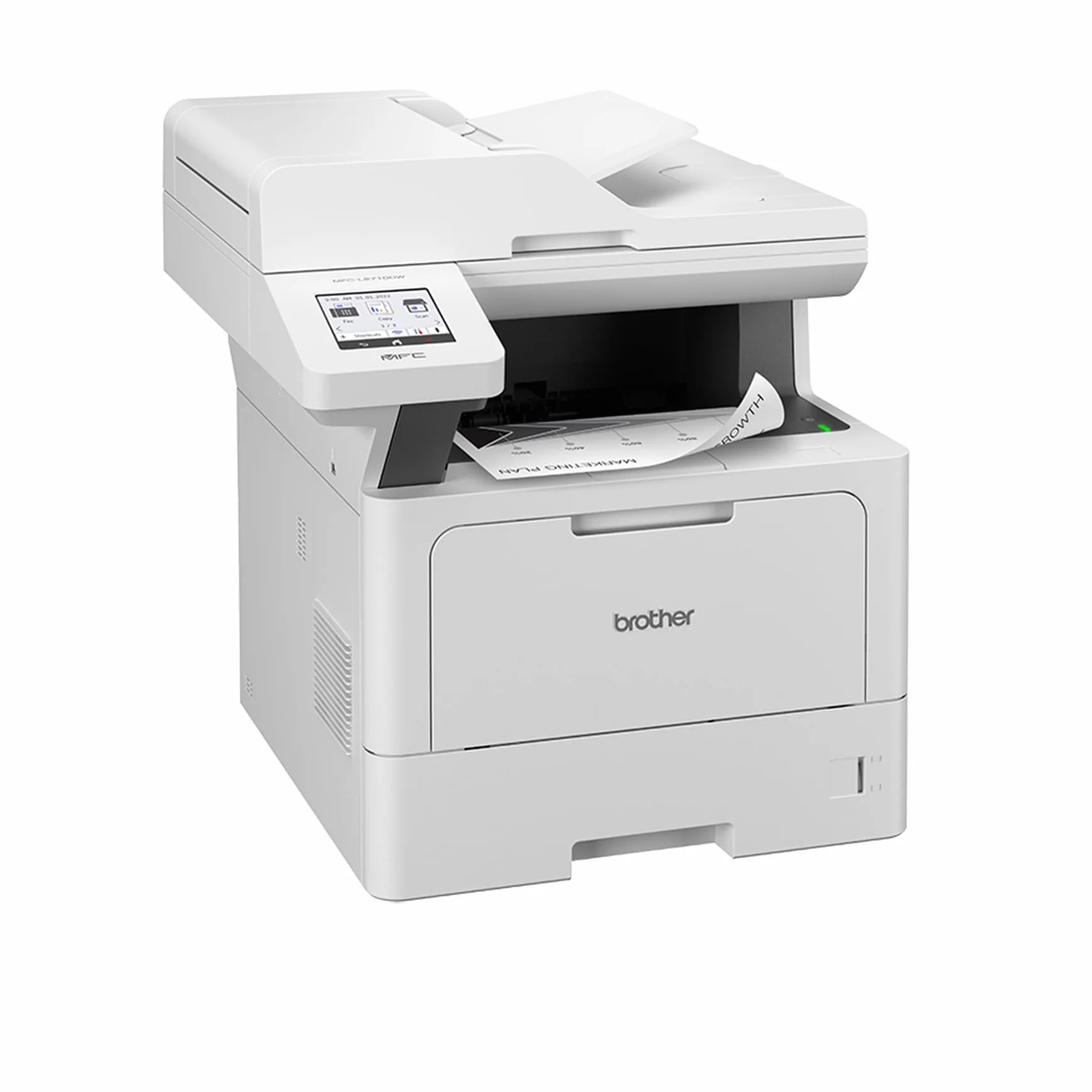 Brother MFC-L5710DW 4-in-1 Mulifunktionsdrucker schwarz weiß (A4, 48 Seiten/Min., 1.200x1.200 DPI, LAN, WLAN, Duplex-ADF, 250 Blatt Papierkassette) weiß/grau