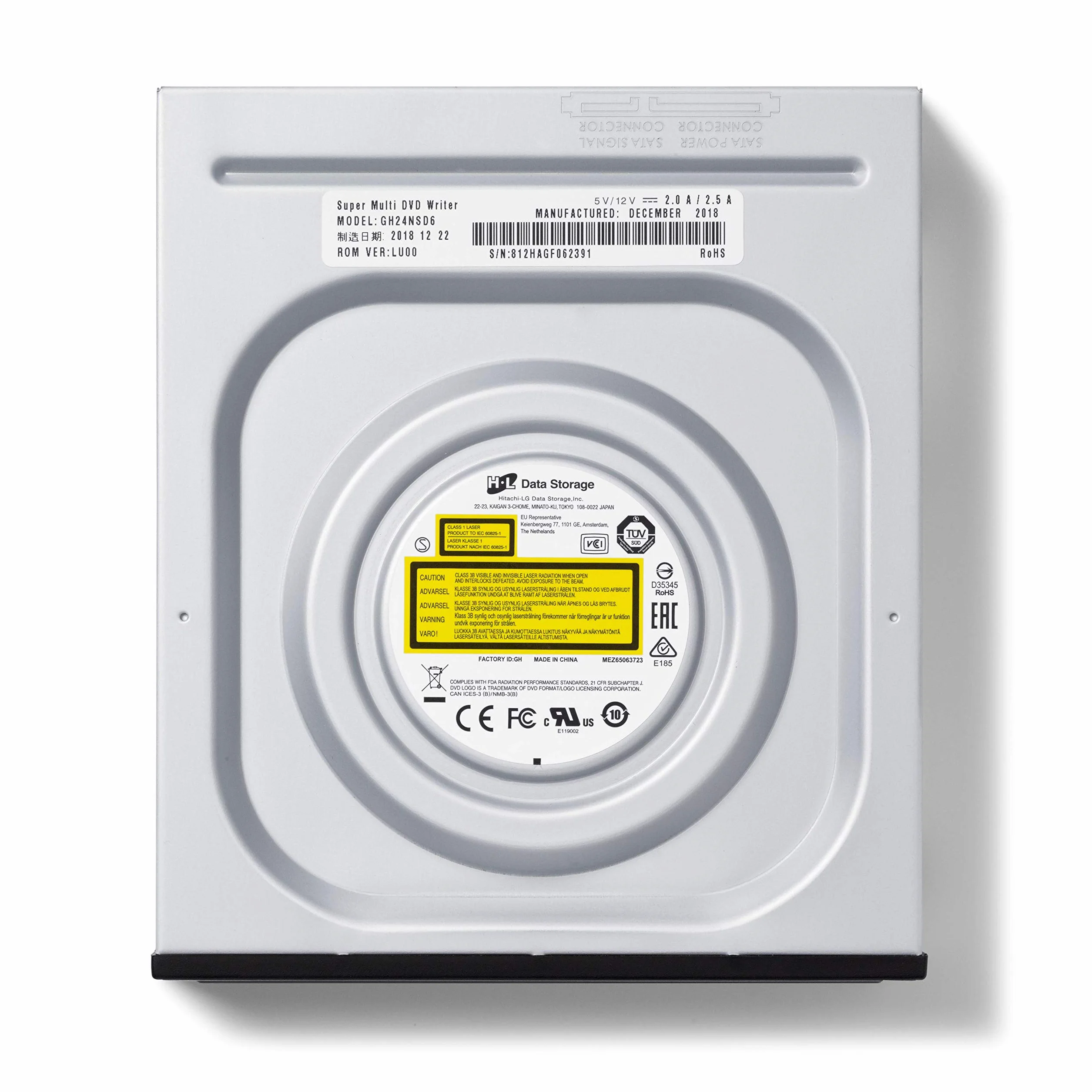 Hitachi-LG GH24 Internal DVD Drive, DVD-RW CD-RW ROM Rewriter for Laptop/Desktop PC, Windows 10 Compatible, M-Disc Support, 24x Write Speed (Software Included) - Black