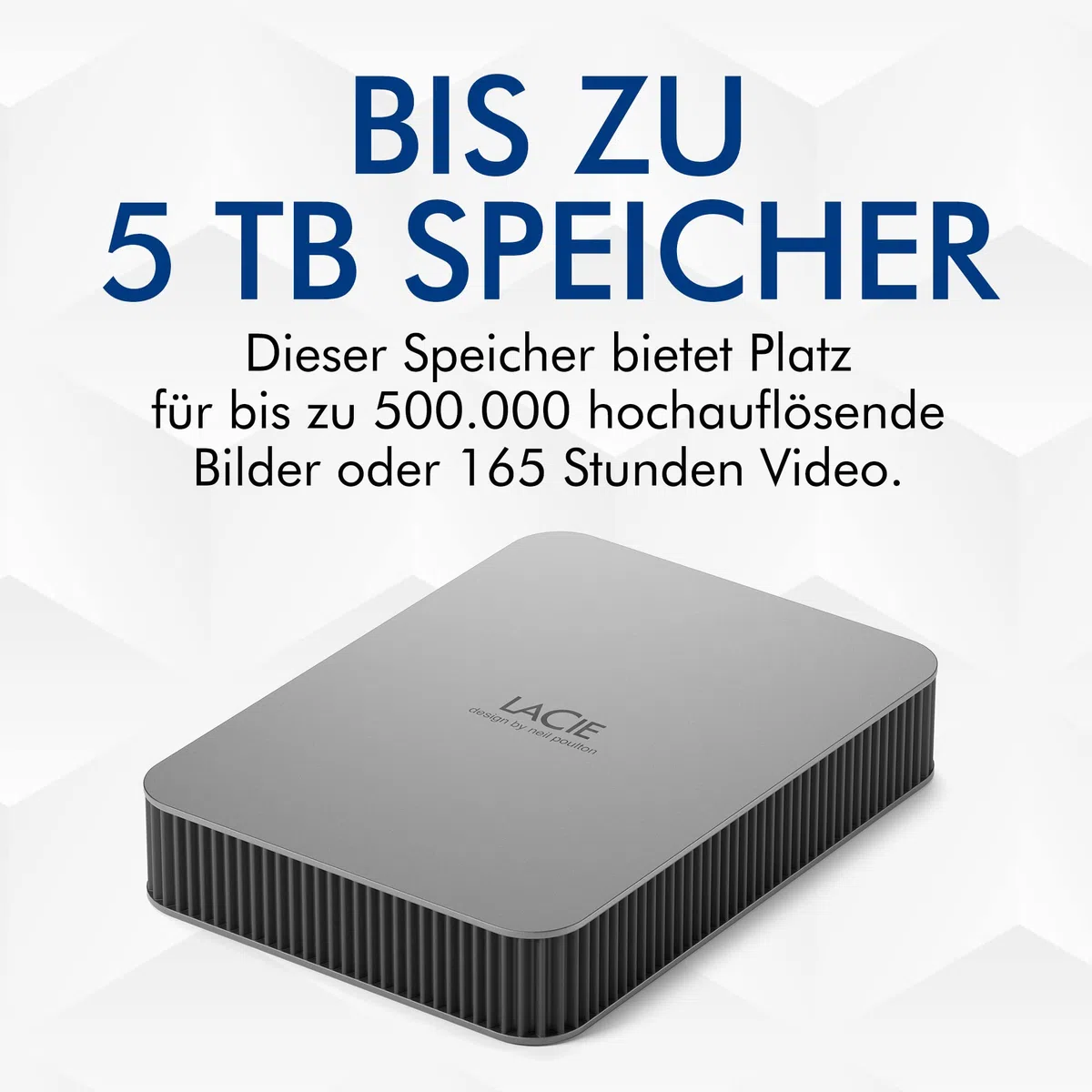 LaCie Mobile Drive Moon 1TB, Tragbare Externe Festplatte, 2.5 Zoll, Mac & PC, silber, inkl. Data Rescue Service (STLP1000400)
