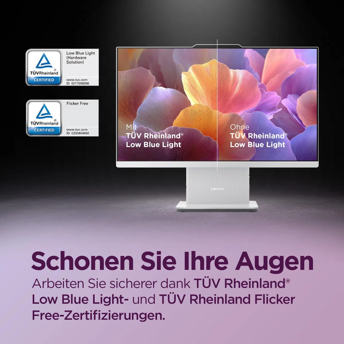 Lenovo IdeaCentre All-In-One AI-PC | 23.8"Full HD Display | AMD Ryzen 7 250 | 16GB RAM | 1TB SSD | AMD Radeon Grafik | Win11 | Augenschutz | Inkl.USB Maus-Tastatur | Cloud grau | 3 Monate Premium Care