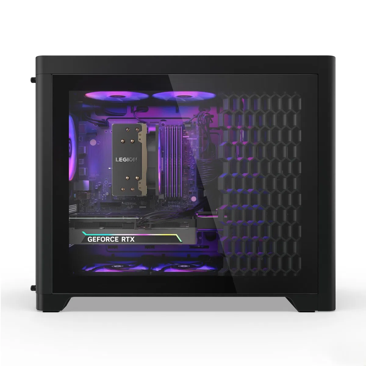 Lenovo Legion Tower 5i Gaming AI Desktop-PC | NVIDIA GeForce RTX 5070 | Intel Core Ultra 7 265KF | 32GB RAM | 2TB SSD | Win11 | Eclipse Black | Transparente Abdeckung | 30L | 3 Monate GamePass
