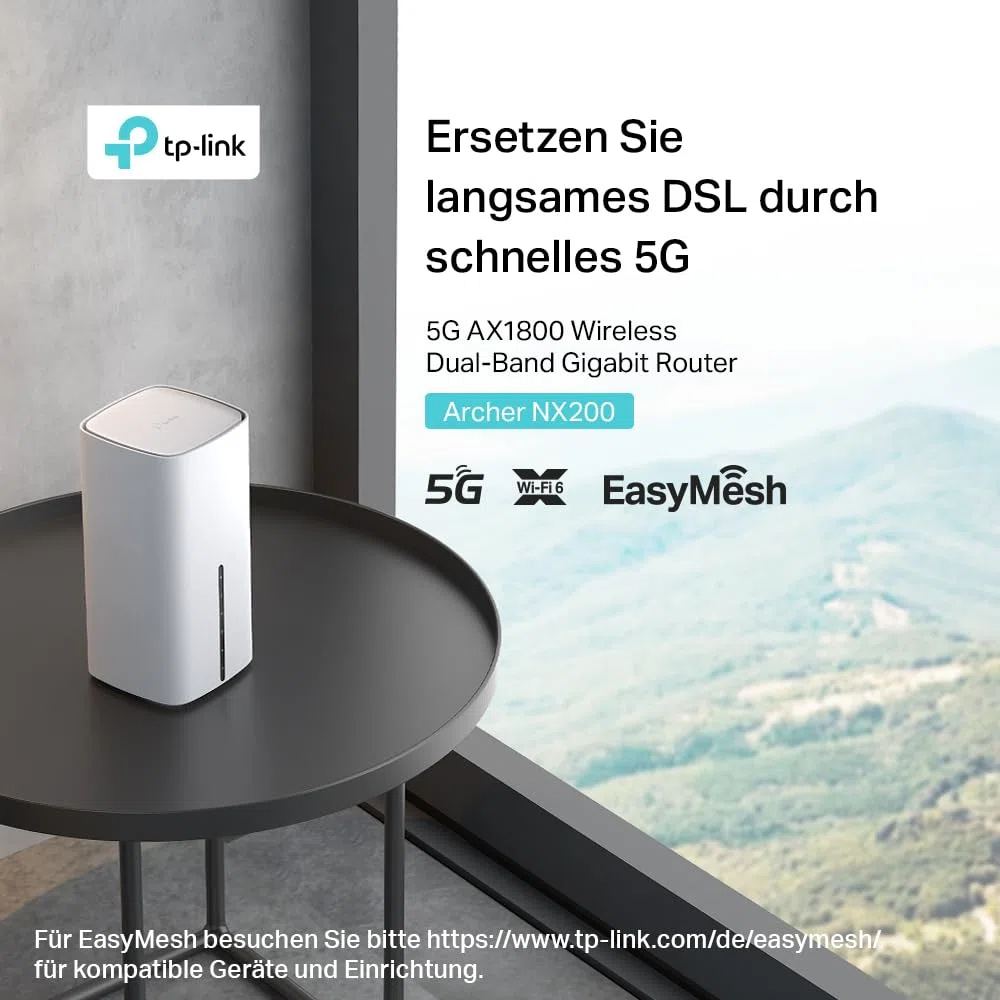 TP-Link Archer NX200 LTE WLAN Router, 5G Router SIM-Karte, AX1800 Dualband-WLAN 6, 3 x Gigabit-Ports, MU-MIMO, Web- und APP-Verwaltung, Plug-and-Play