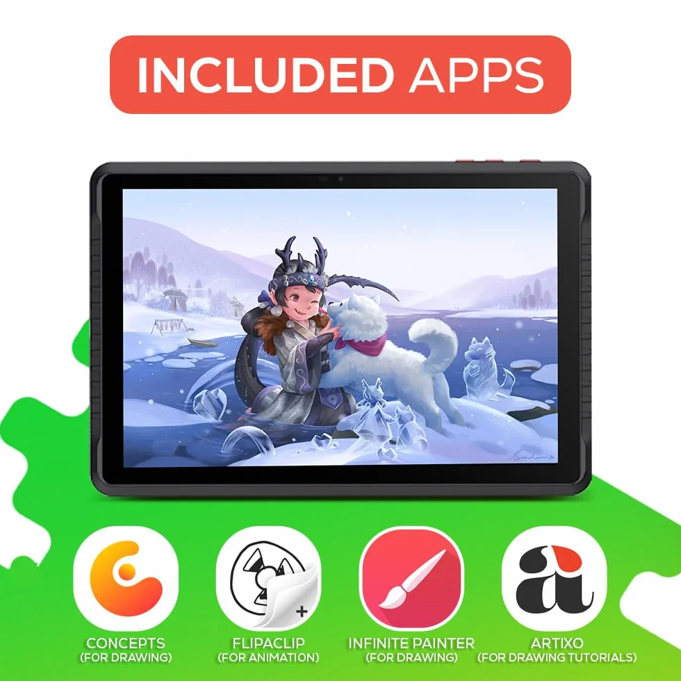 PicassoTab A10 Zeichentablett • Kein Computer Erforderlich • Stylus-Stift, Pro Zeichen-Apps & Tutorials • 10" Bildschirm, Tragbares Eigenständig Grafiktablett für Digitale Künstler & Studenten • A10