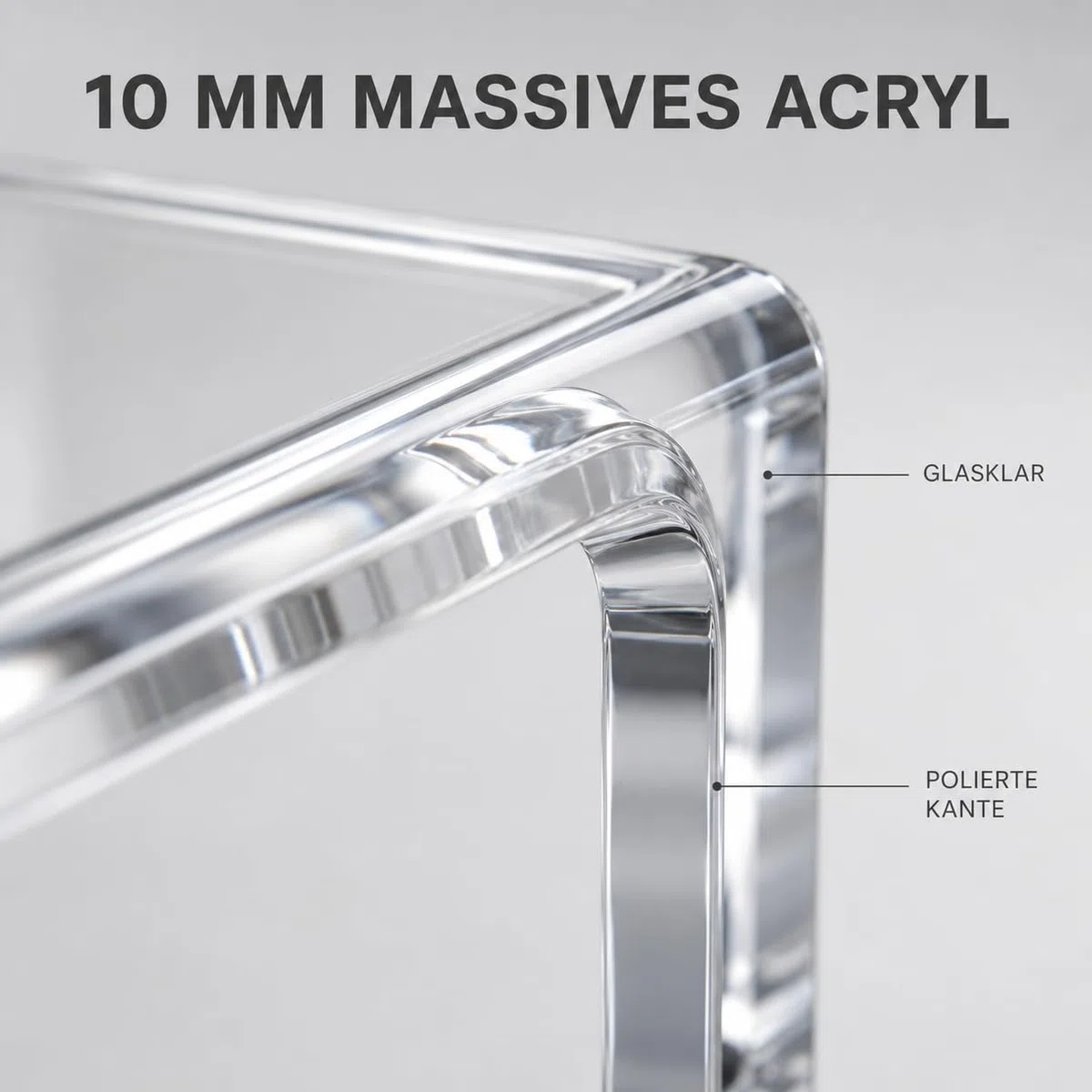 Acrylglas Monitorständer - Exklusive Bildschirmerhöhung aus deutscher Handarbeit - 10mm Monitor Stand - Premium Bildschirmständer Tischaufsatz