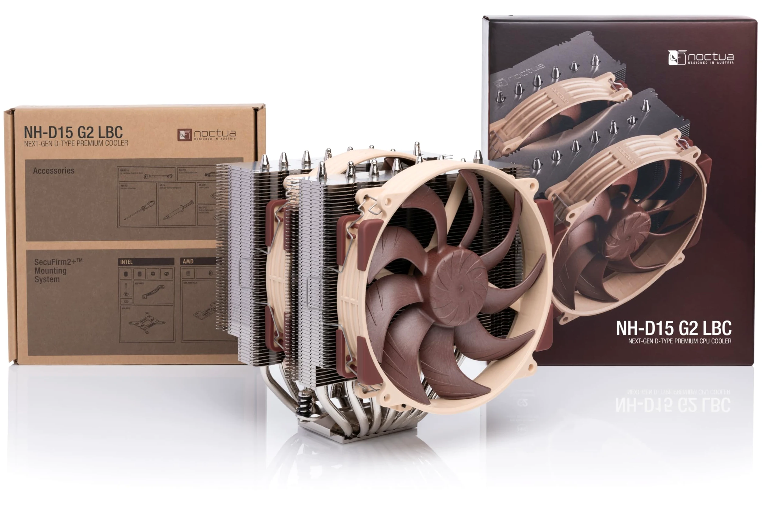 Noctua NH-D15 G2 LBC Dual Tower CPU-Kühler, Spezialversion Mit Niedriger Kontaktflächenkonvexität für AMD AM5/AM4 (Braun)