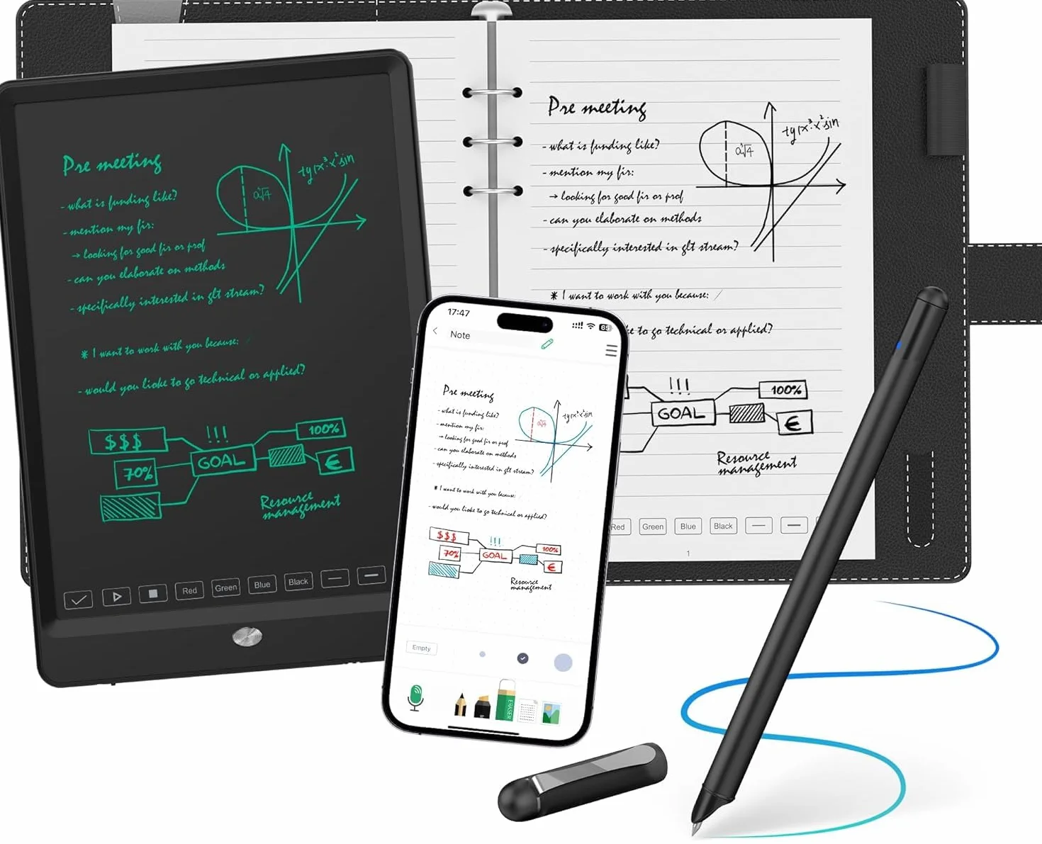 NEWYES Syncpen 3 Set, Smart Pen mit Tablet und Digitales Notizbuch &6 Refills, Echtzeit-Synchronisation& Smart Texterkennung für Student,Lehrer, Meetings, Vorlesungen oder Kreatives Arbeiten