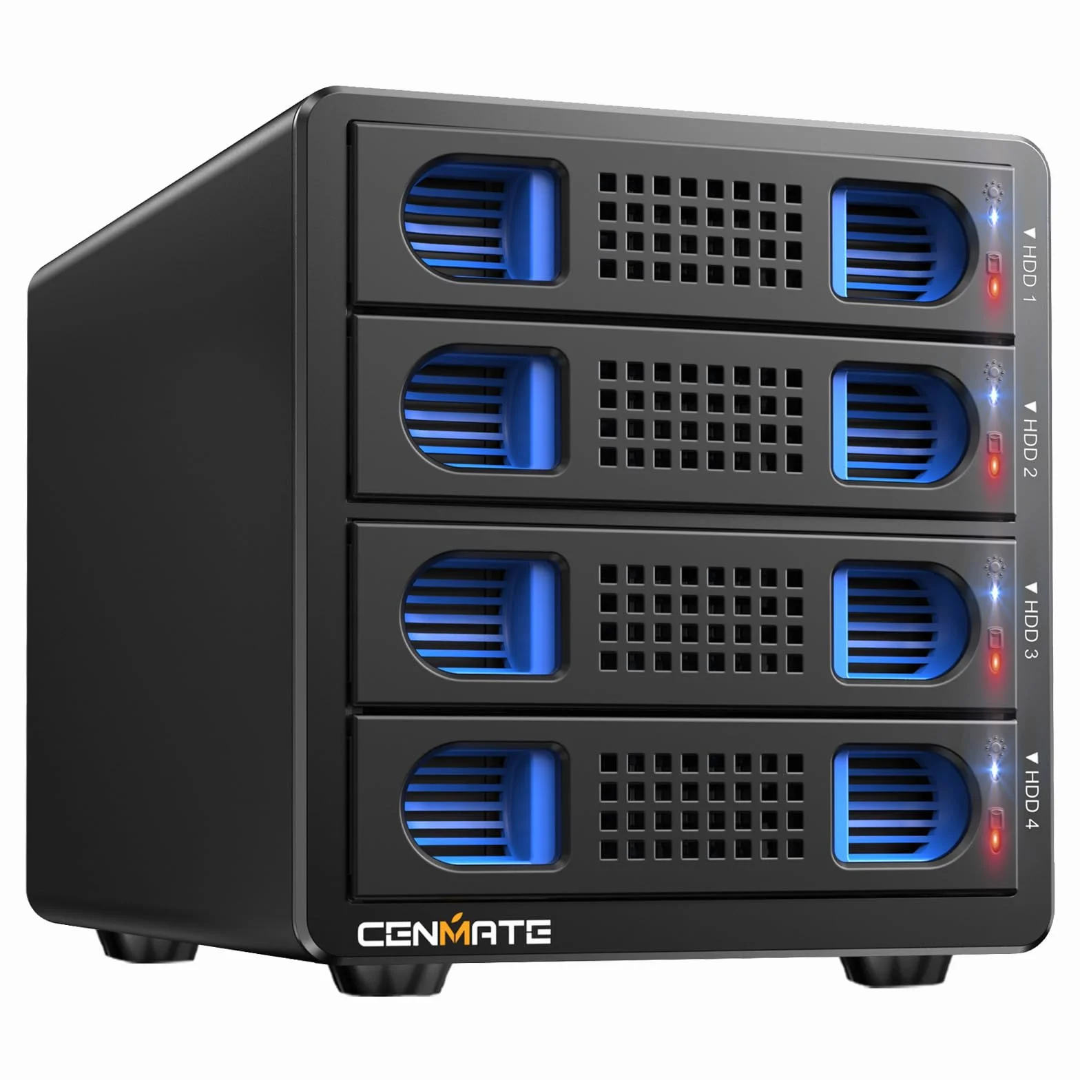Festplattengehäuse, 10Gbps Aluminium 4 Bay Gehäuse mit Kühllüfter für 2.5/3.5 SATA HDD/SSD mit USB A/C 3.2, unterstützt Hot Swappable, werkzeugfrei HDD Gehäuse, DAS(NO RAID/NAS)
