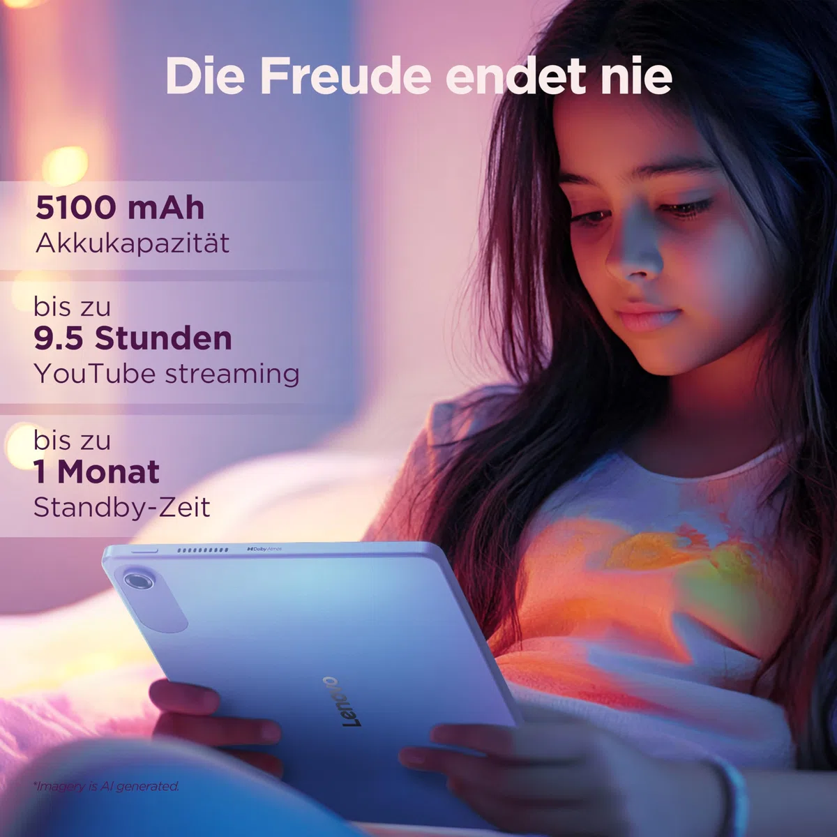 Lenovo Tab Tablet | 10.1" Full HD Display | MediaTek G85 | 4GB RAM | 64GB eMMC 5.1 Speicher | Android | Polar Blue | inkl. Schutzhülle mit integriertem Ständer
