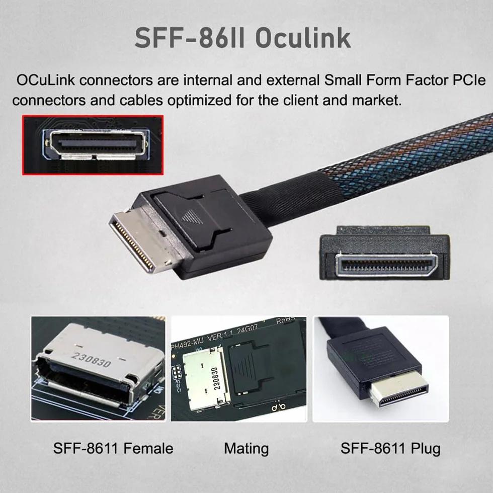Adapter PCI-Express 4.0 PCIE 16x abnehmbar auf Vier Oculink SFF-8612 SFF-8611 Externe VROC Raid0 Adapter für U.2 SSD eGPU Externe Grafikkarte Dock