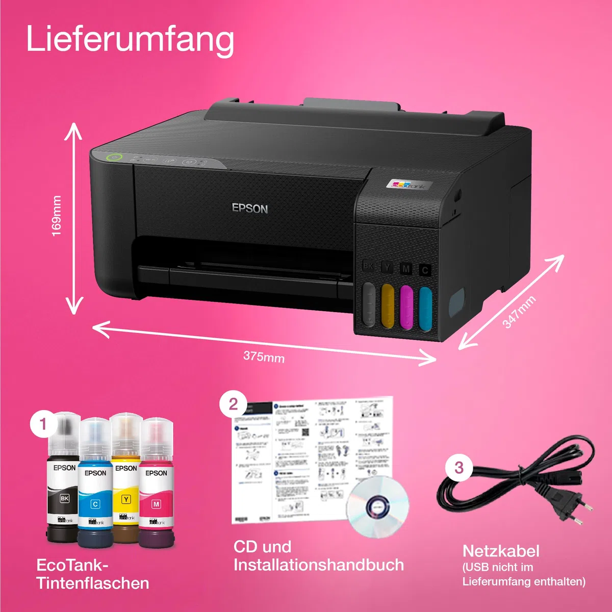 Epson EcoTank ET-1810 A4-Wi-Fi-Tintentankdrucker, mit einem im Lieferumfang enthaltenen Vorrat an Tinten von bis zu 3 Jahren