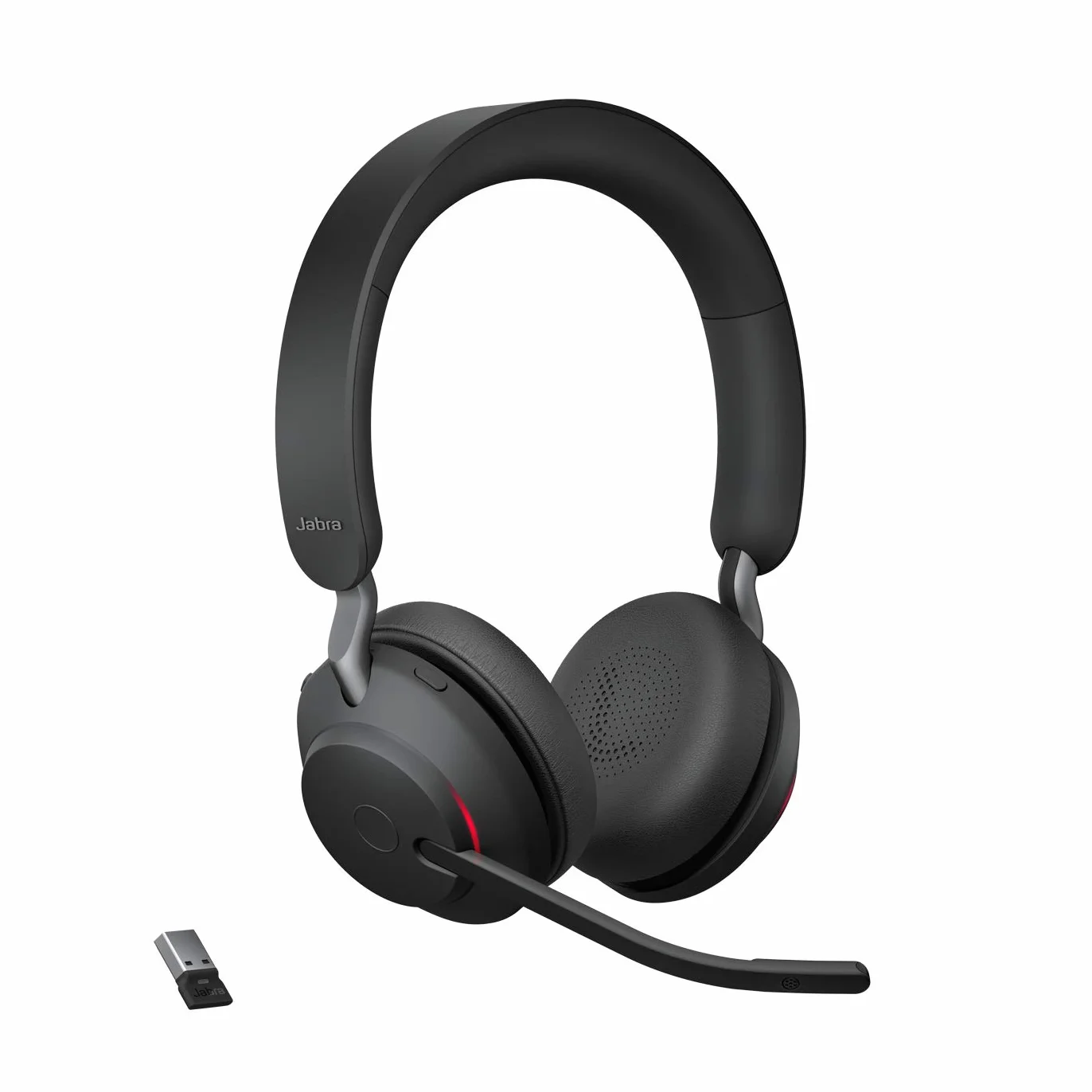 Jabra Evolve2 65 Wireless PC Headset – Noise Cancelling UC Certified Stereo Headphones with Long-Lasting Battery – USB-A Bluetooth Adapter – Black