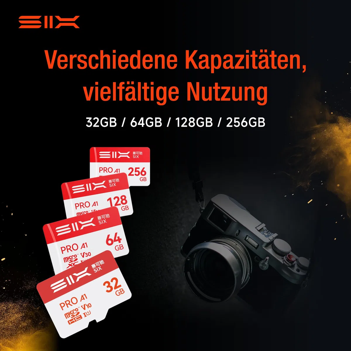 SIX 128GB Micro SD Karte - U3 V30 A1 100 MB/s Lesen Endurance MicroSDXC Memory Speicherkarte mit Adapter/Kartenleser für 4K UHD Enabled Dashcams, Action Cameras, Drones 128 gb Microsd Card