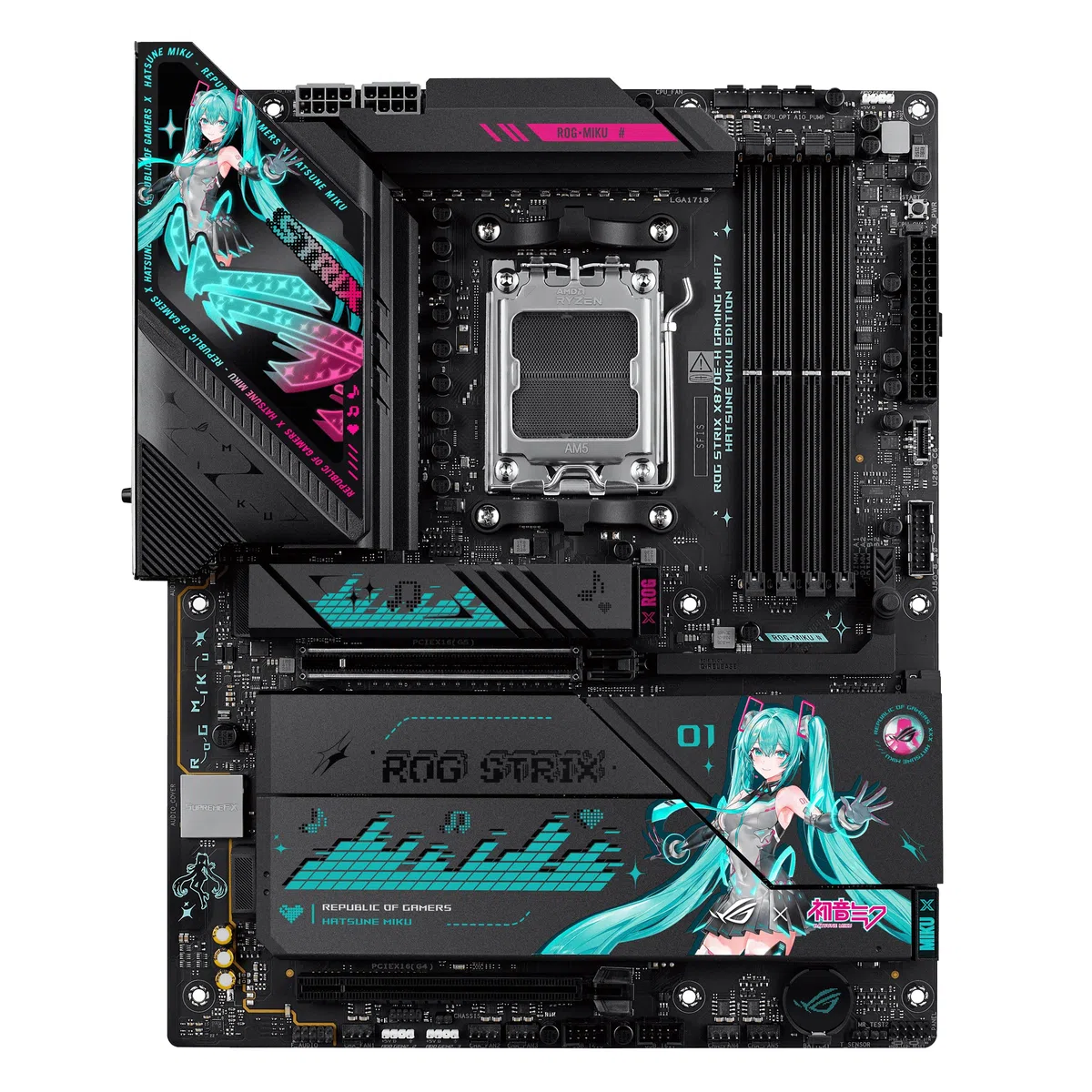 ASUS ROG Strix X870E-H Gaming WIFI7 Mainboard Sockel AMD AM5 (ATX, DDR5, WiFi 7, 4X M.2, PCIe 5.0, 2X USB4, PCIe Slot Q-Release, Aura Sync)