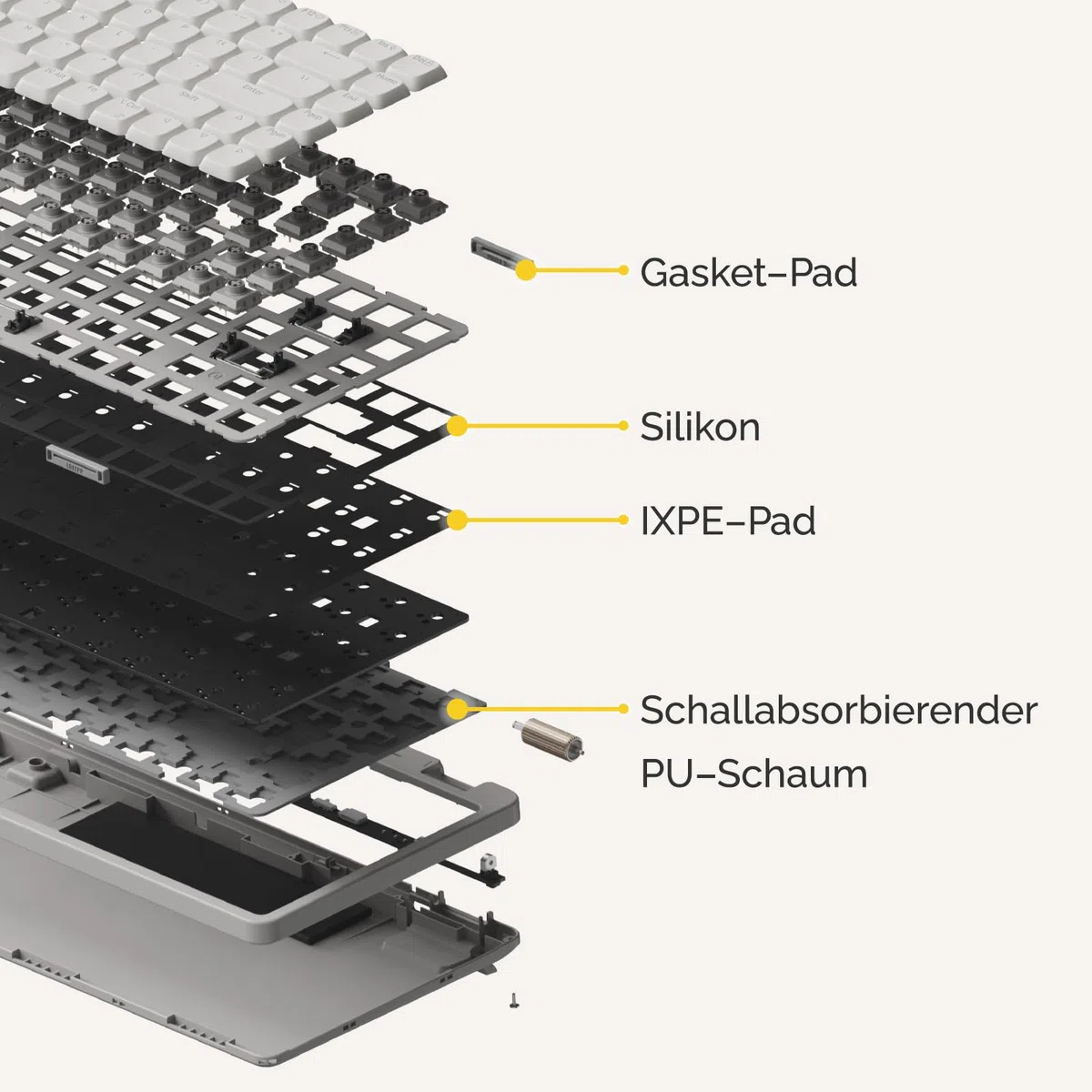 Flow Lite84 Tasten Low Profile Mechanische Tastatur (Deutsches Layout QWERTZ) - Kabellos Bluetooth/2.4G/Kabel, Swappable mit Specter Linearen Switches, Wiederaufladbar - Für Win&Mac (Marmor Grau)