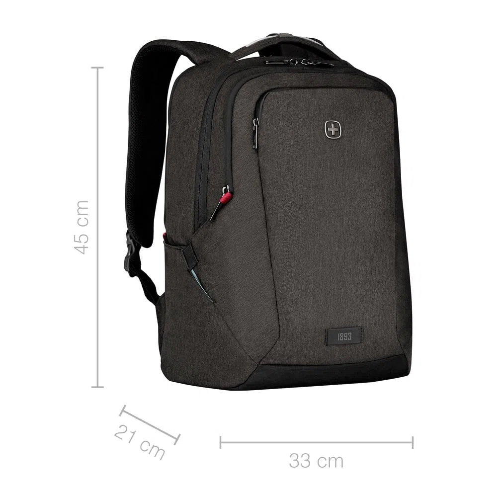 WENGER MX Professional Laptop-Rucksack mit Tabletfach, Notebook bis 16 Zoll, Tablet bis 10 Zoll, Organizer, 21 l, Damen Herren, Büro Business-Reisen Uni, Grau, 611641